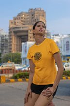 Women's Golden Yellow Round Neck T-shirts