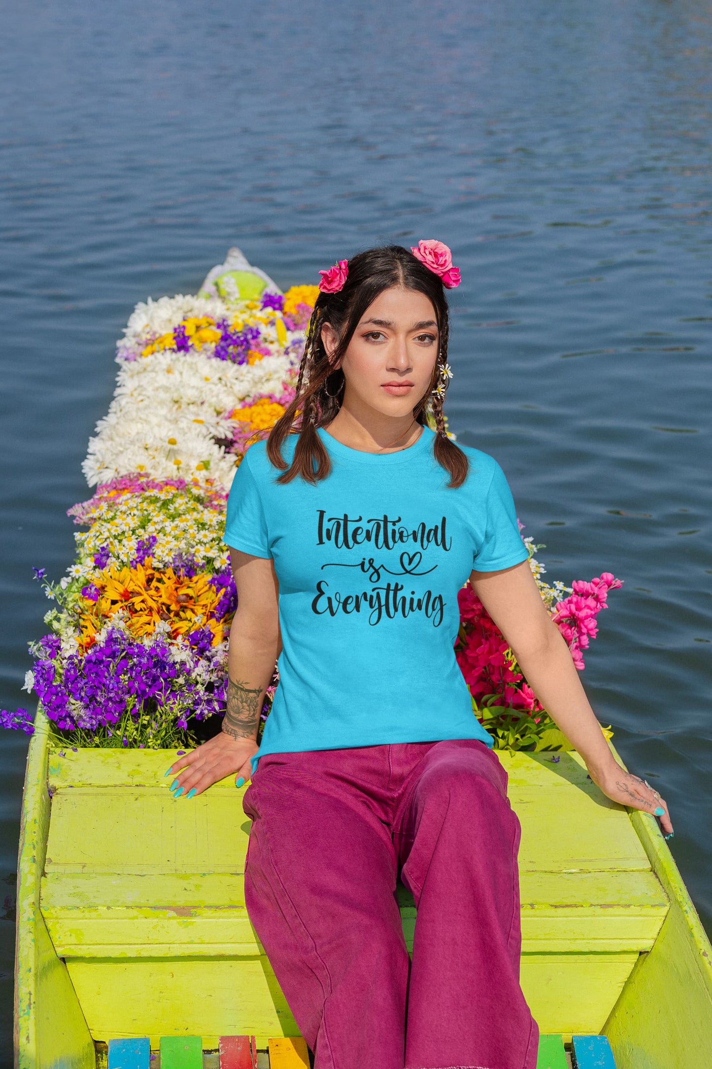 WOMENS SKY BLUE ROUNDNECK T-SHIRT