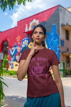 Women's Maroon Round Neck T-shirt