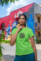 Women's Liril Green Round Neck T-shirts