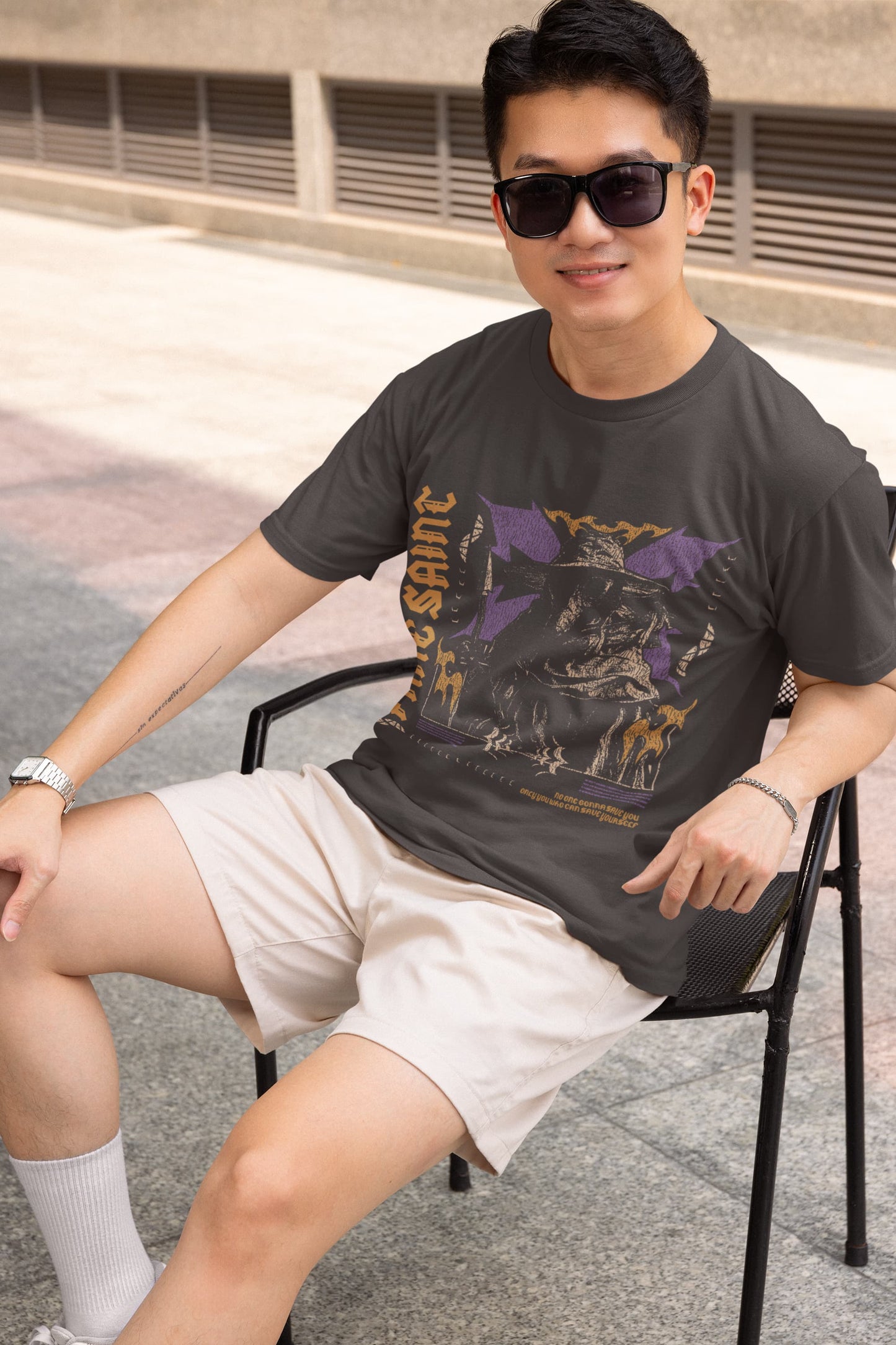Men's Charcoal Grey Round Neck T-shirts