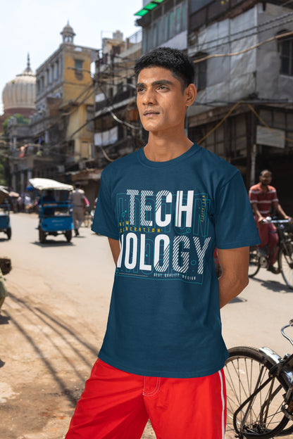 Men's Navy Blue Round Neck T-shirts