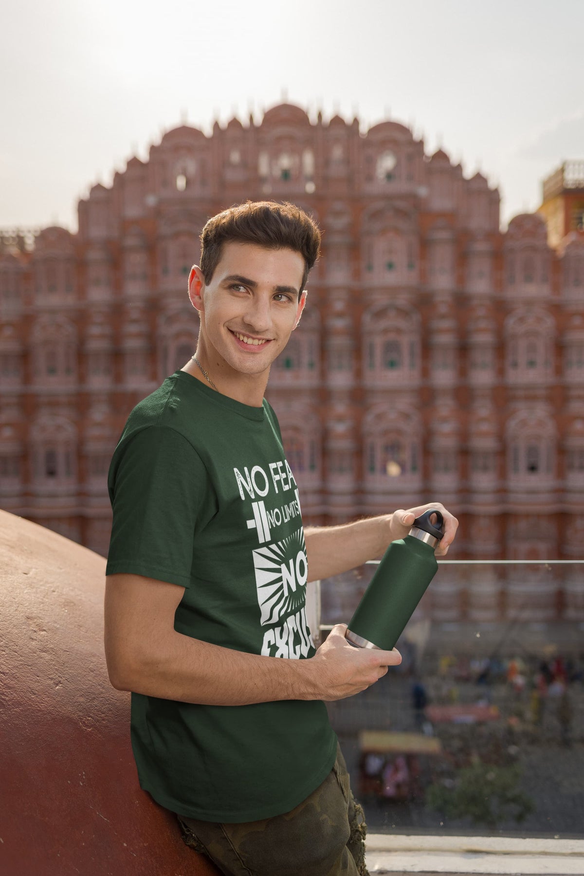 Karavirs® Crusader Olive Green graphic tee for men India