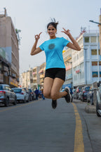 Women's Sky Blue Round Neck T-shirts