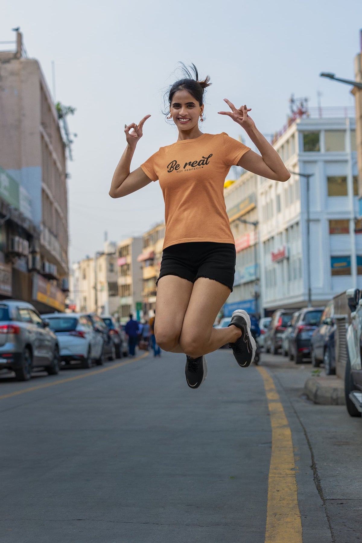 Karavirs® Real Mustard Yellow graphic tee for women India