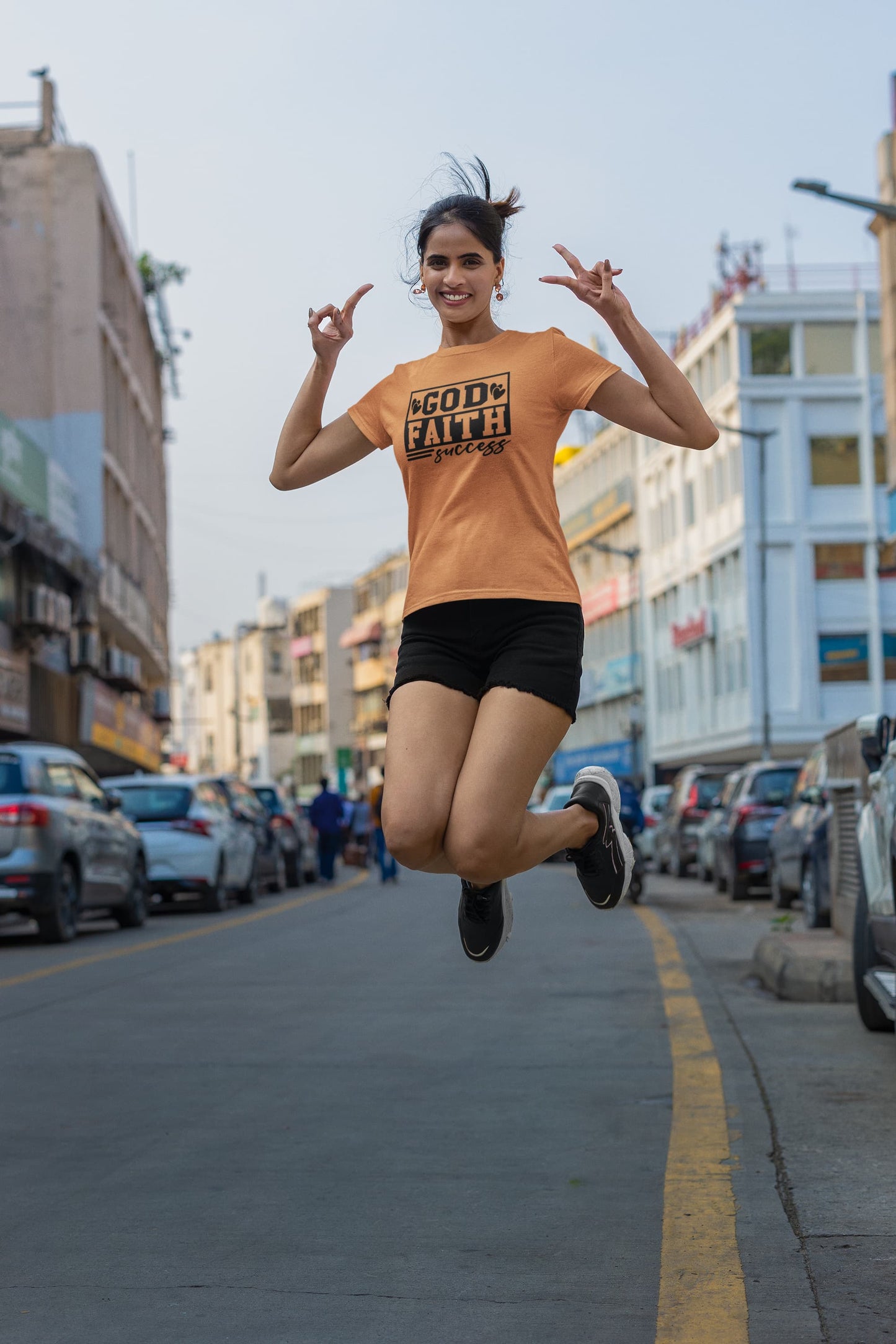 WOMENS MUSTARD YELLOW ROUNDNECK T-SHIRT