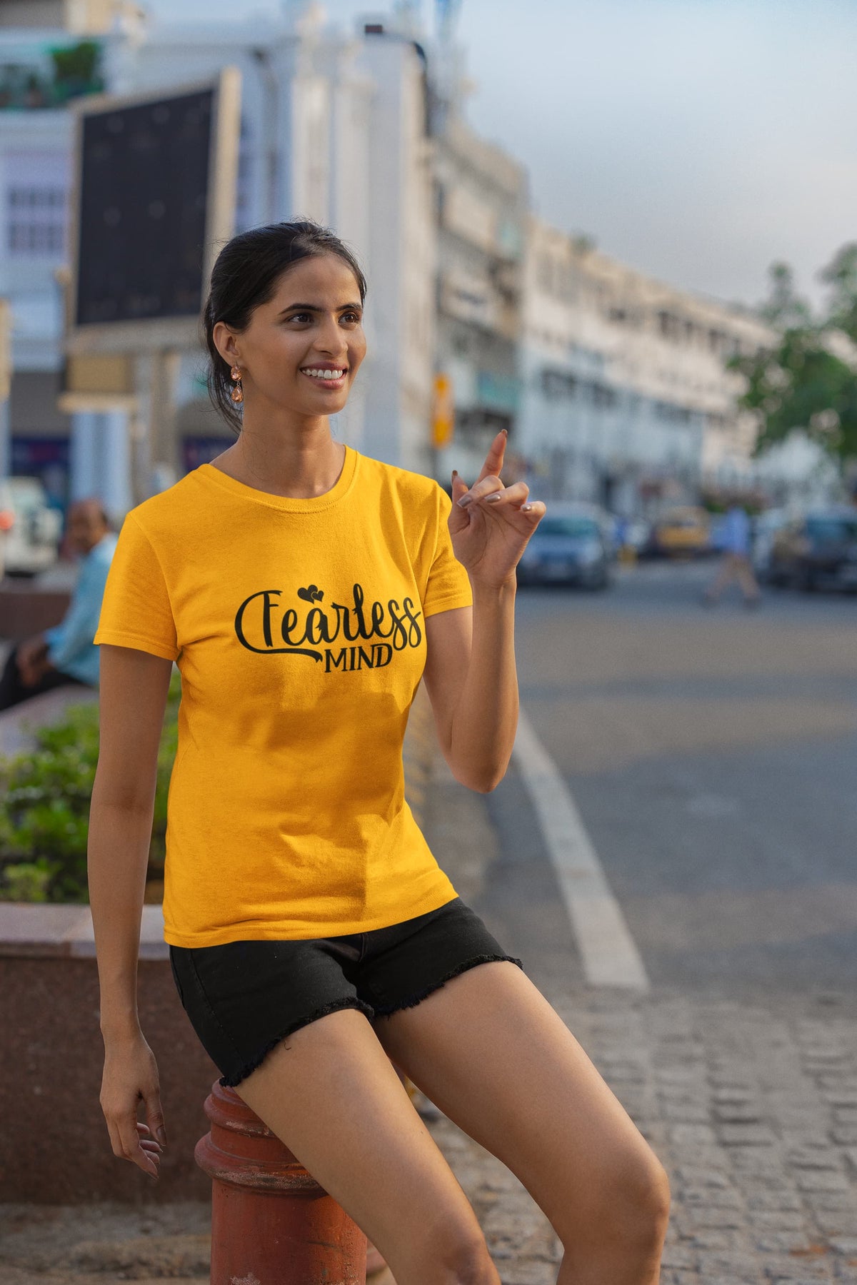 Karavirs® Polar Golden Yellow graphic tee for women India