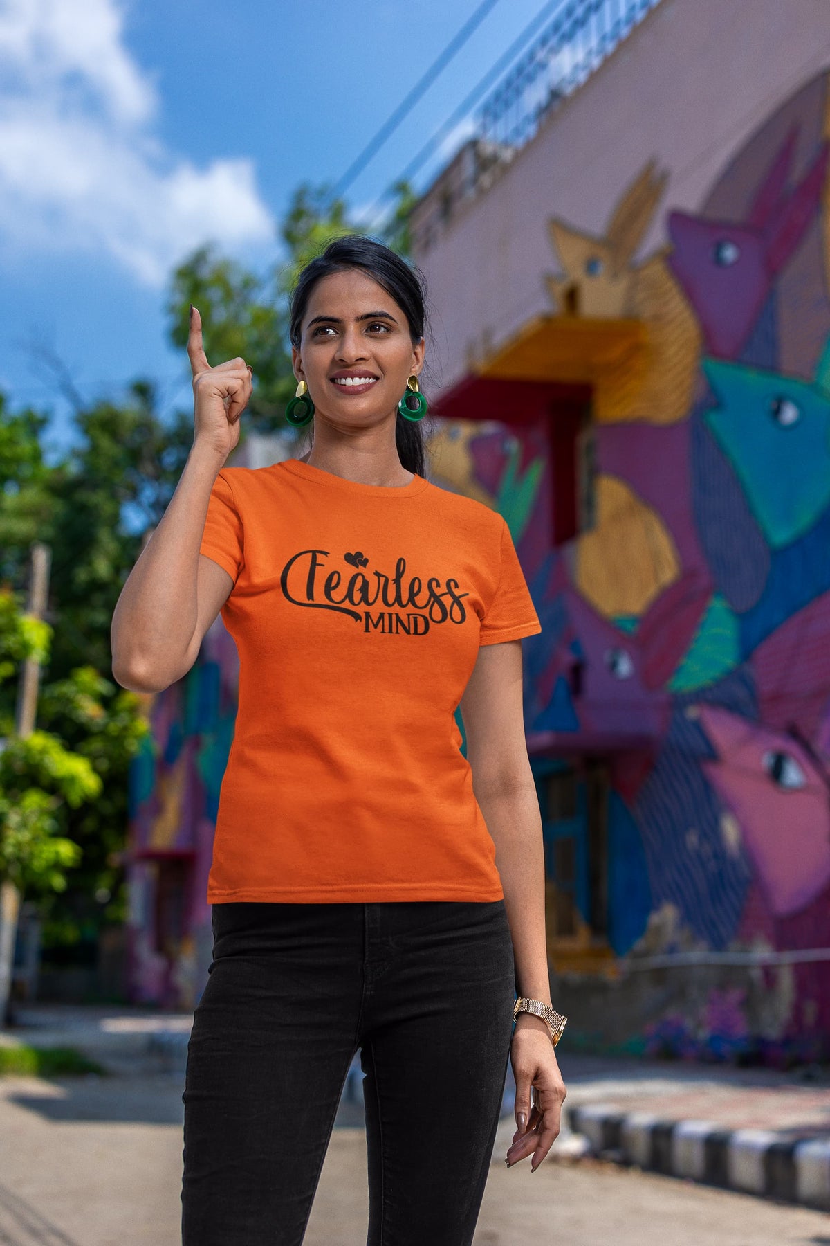 Karavirs® Polar Orange graphic tee for women India