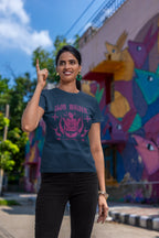 Women's Navy Blue Round Neck T-shirt