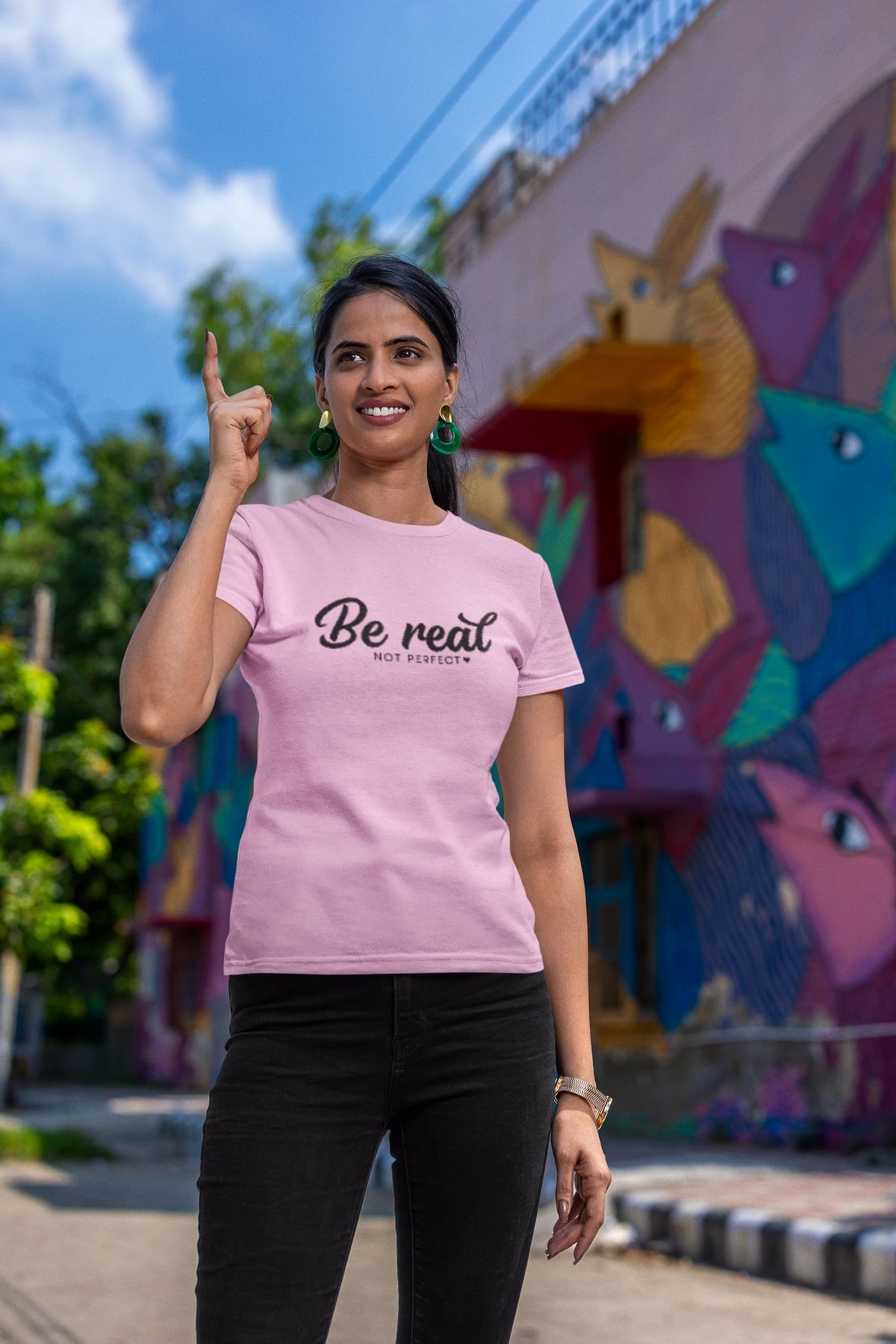Karavirs® Real Light Pink graphic tee for women India