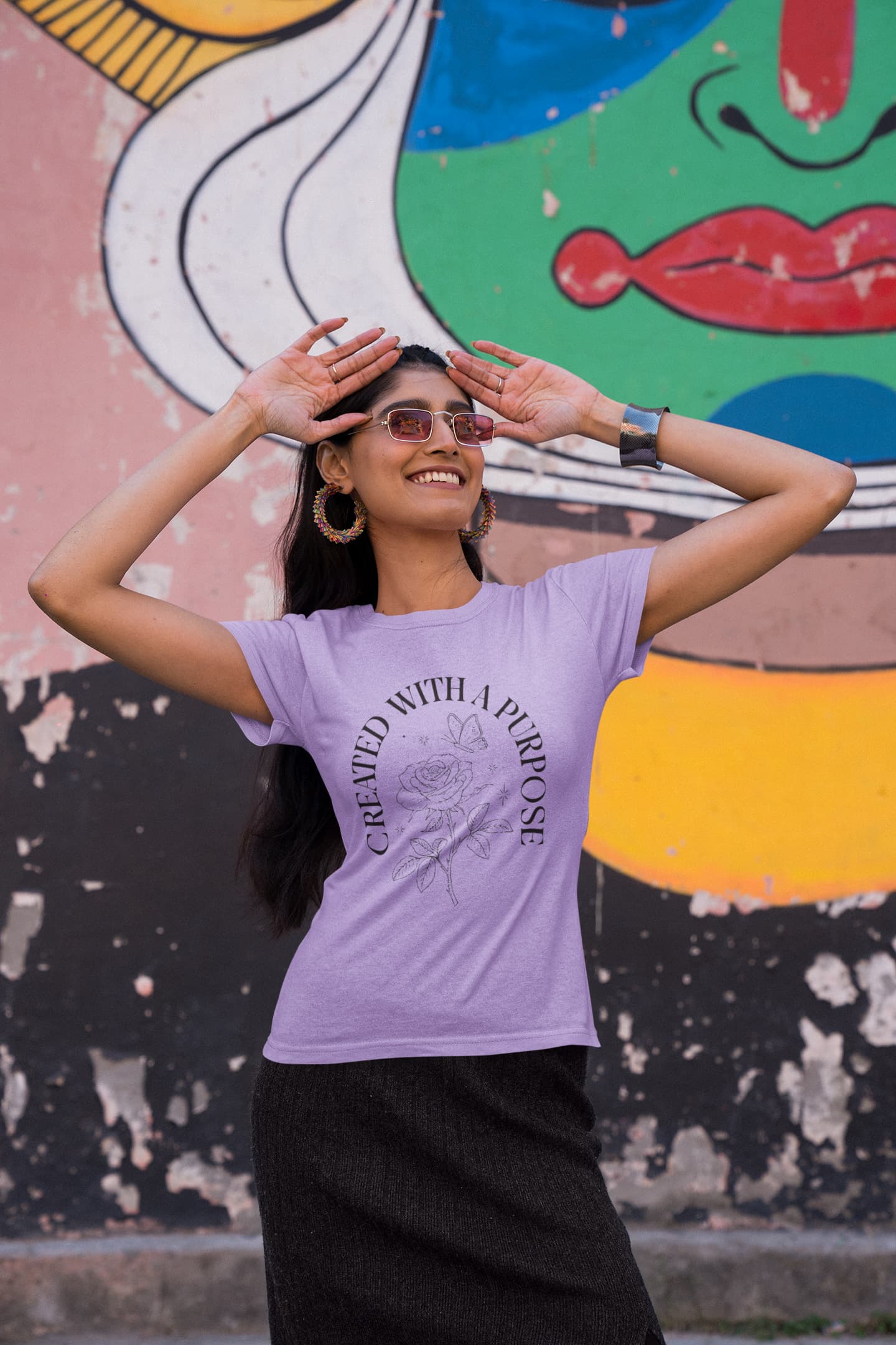 Women's Iris Lavender Round Neck T-shirt