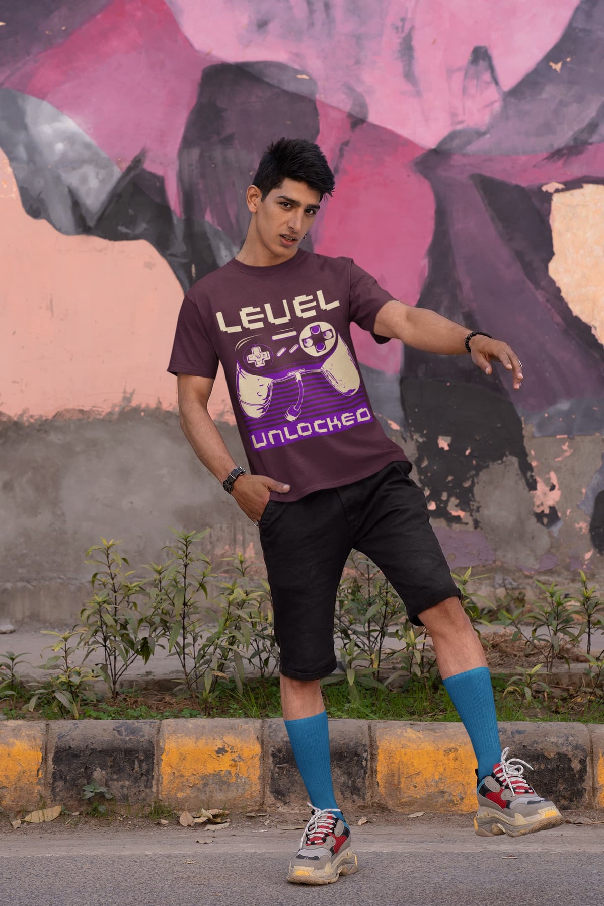 Men's Burgundy Round Neck T-shirts