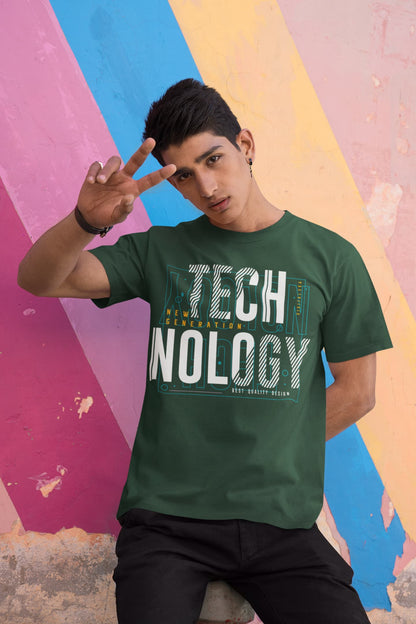Men's Olive Green Round Neck T-shirts
