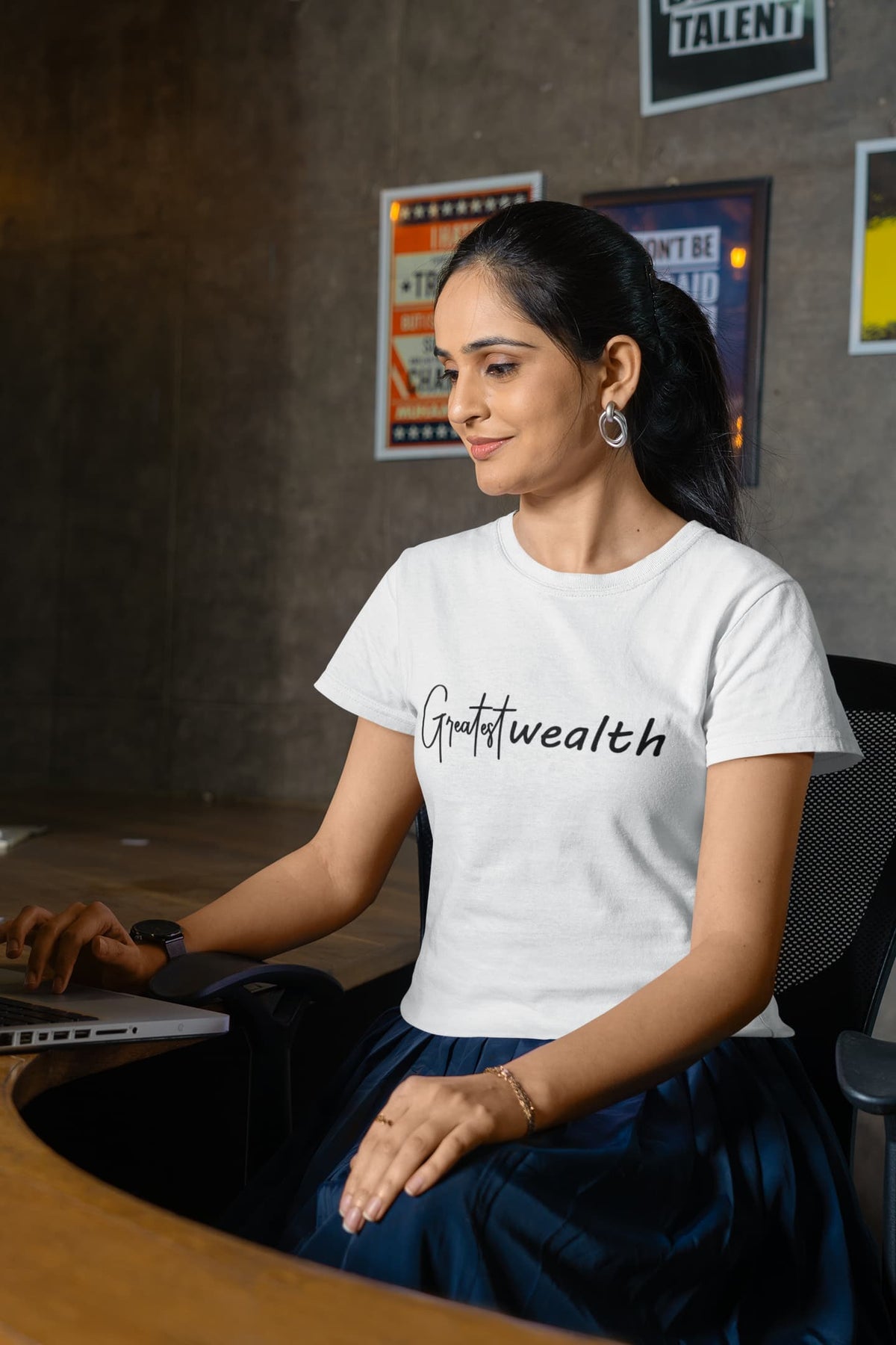 Karavirs® Wealth White graphic tee for women India