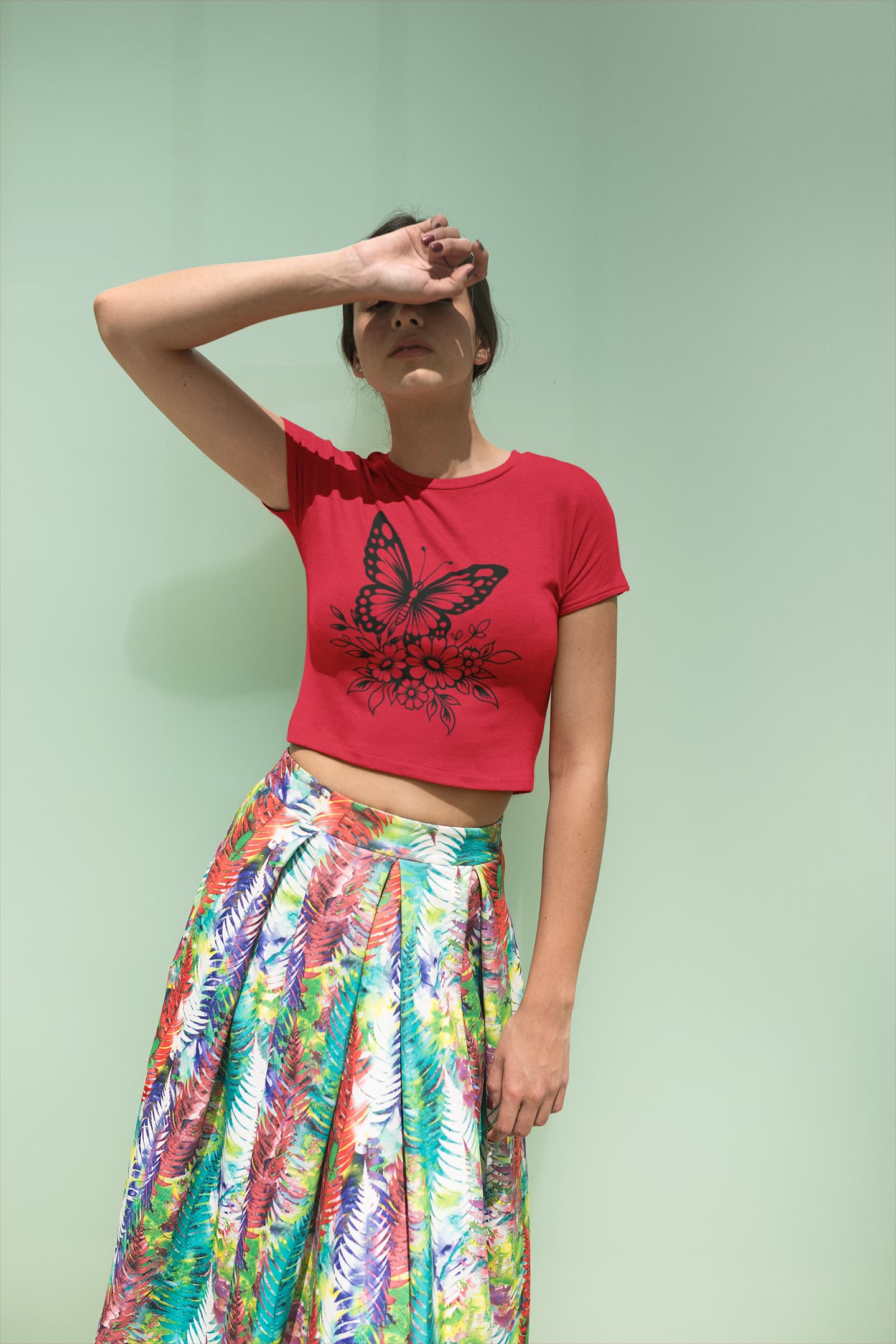 Women's Red Yellow Crop Tops