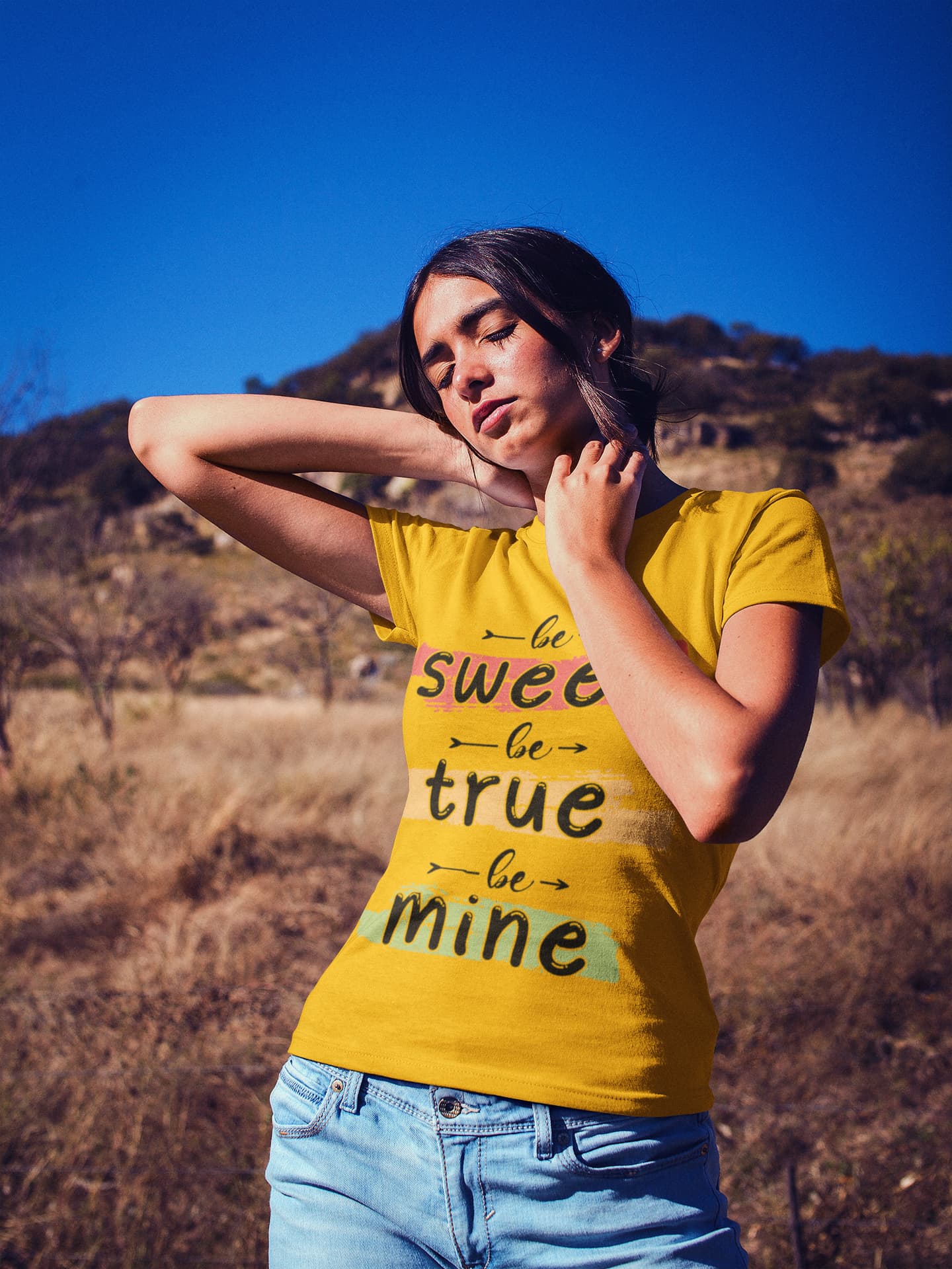 Women's Golden Yellow Round Neck T-shirts