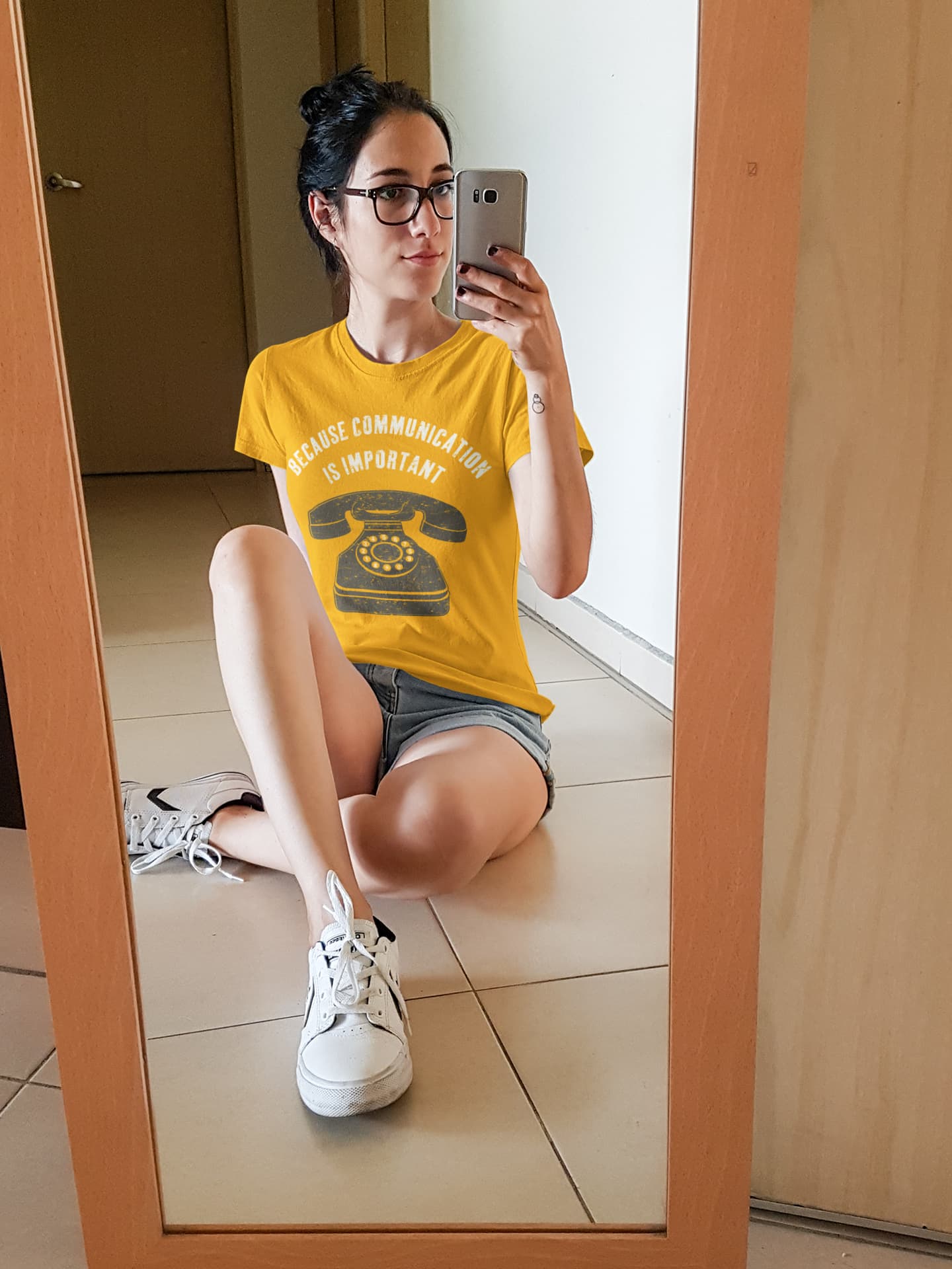 Women's Golden Yellow Round Neck T-shirts