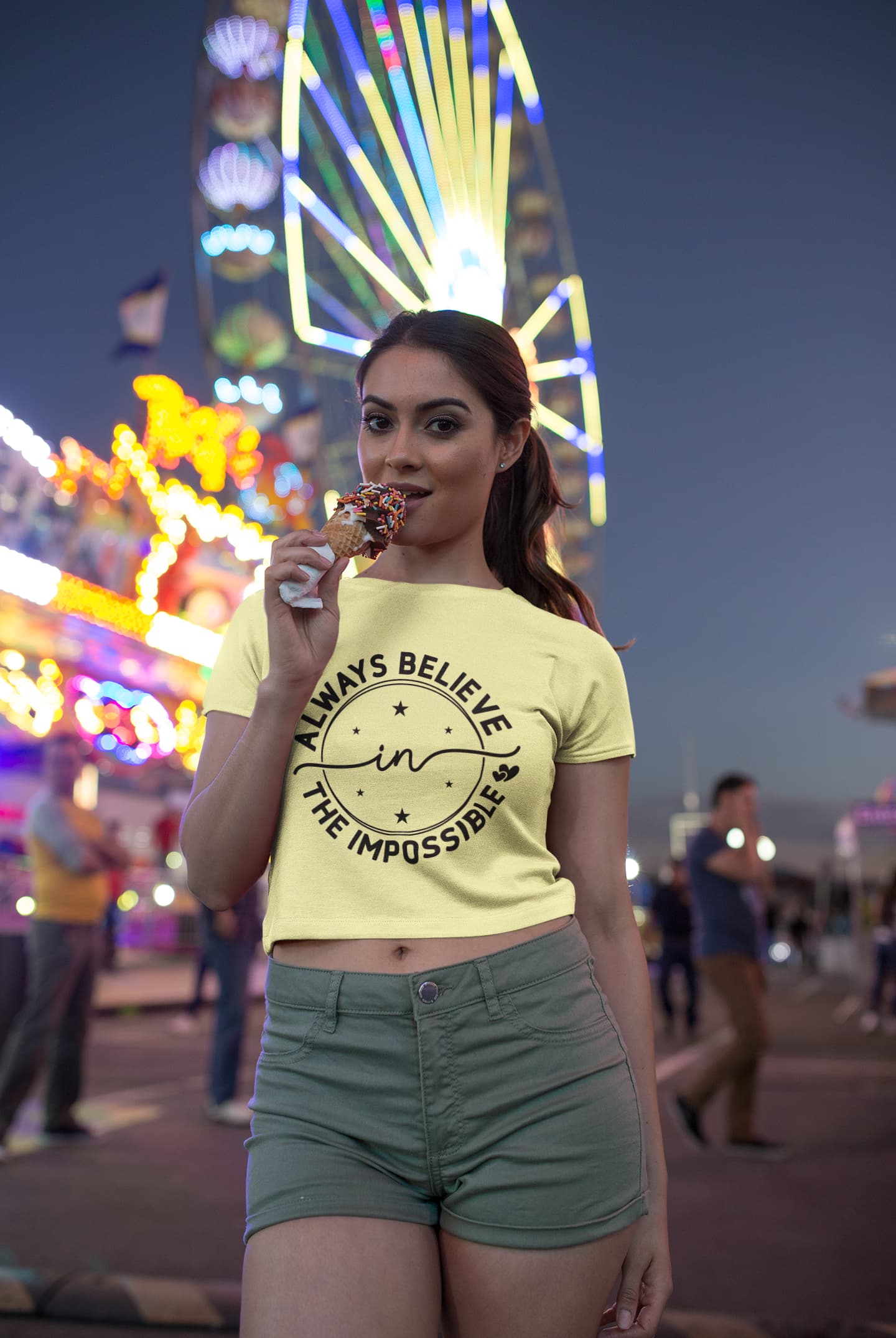 WOMENS BUTTER YELLOW CROP TOP