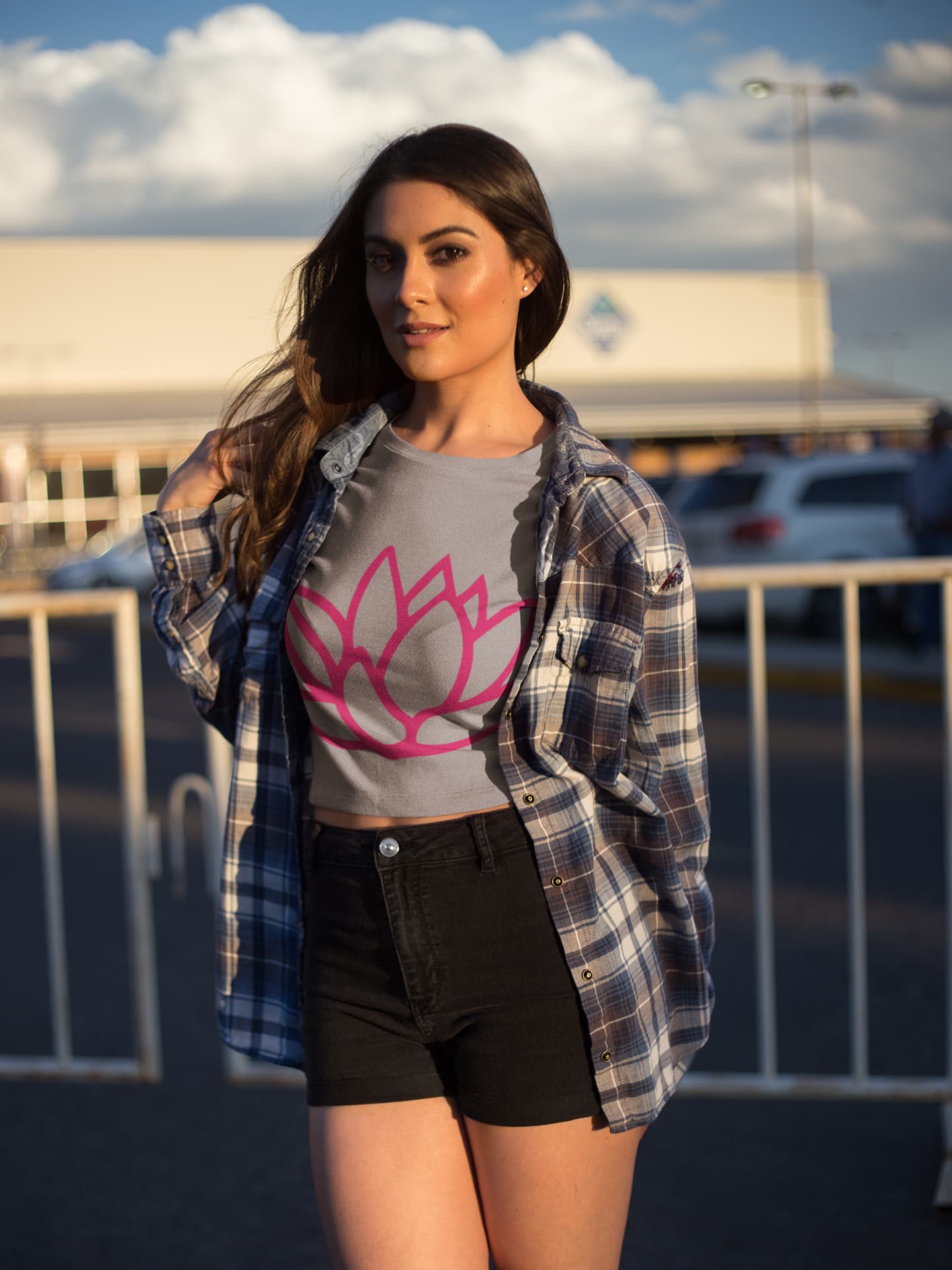 Women's Melange Grey Crop Tops