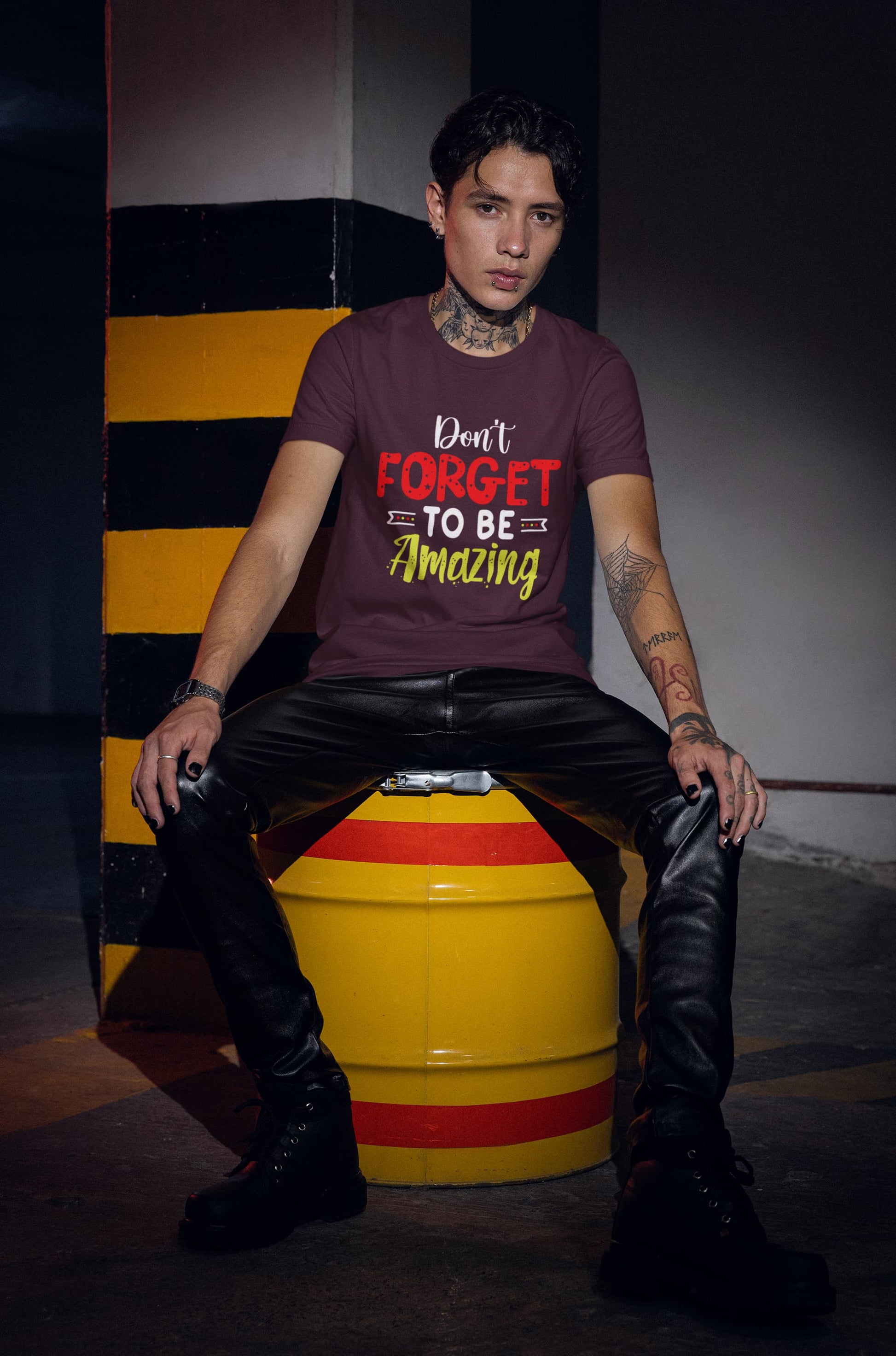 MENS BURGUNDY ROUNDNECK T-SHIRT