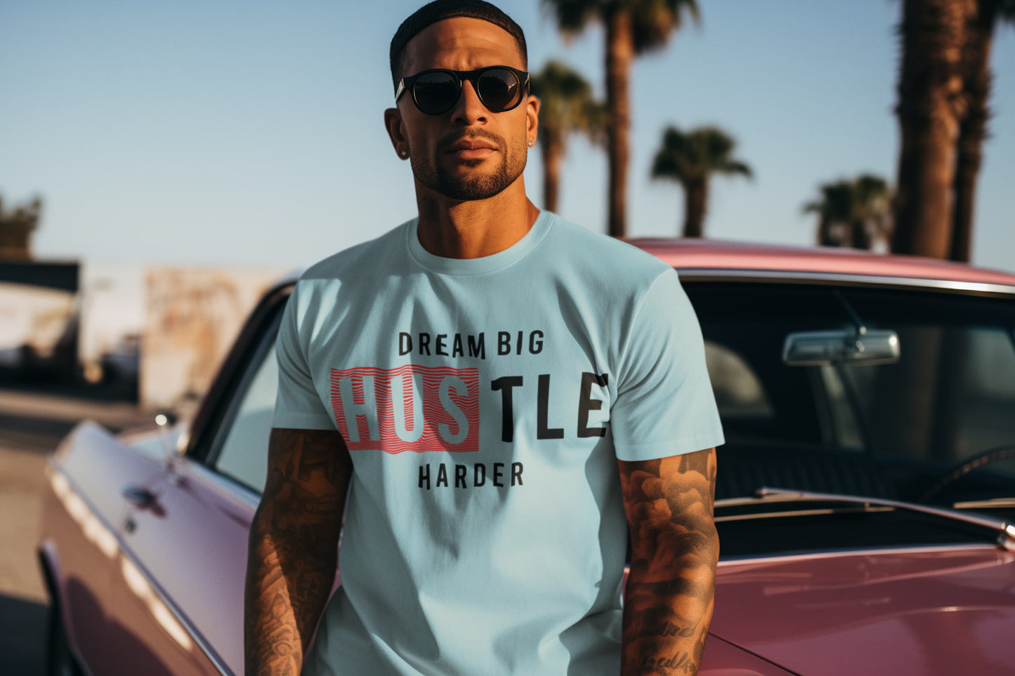 Men's Surf Blue Round Neck T-shirts