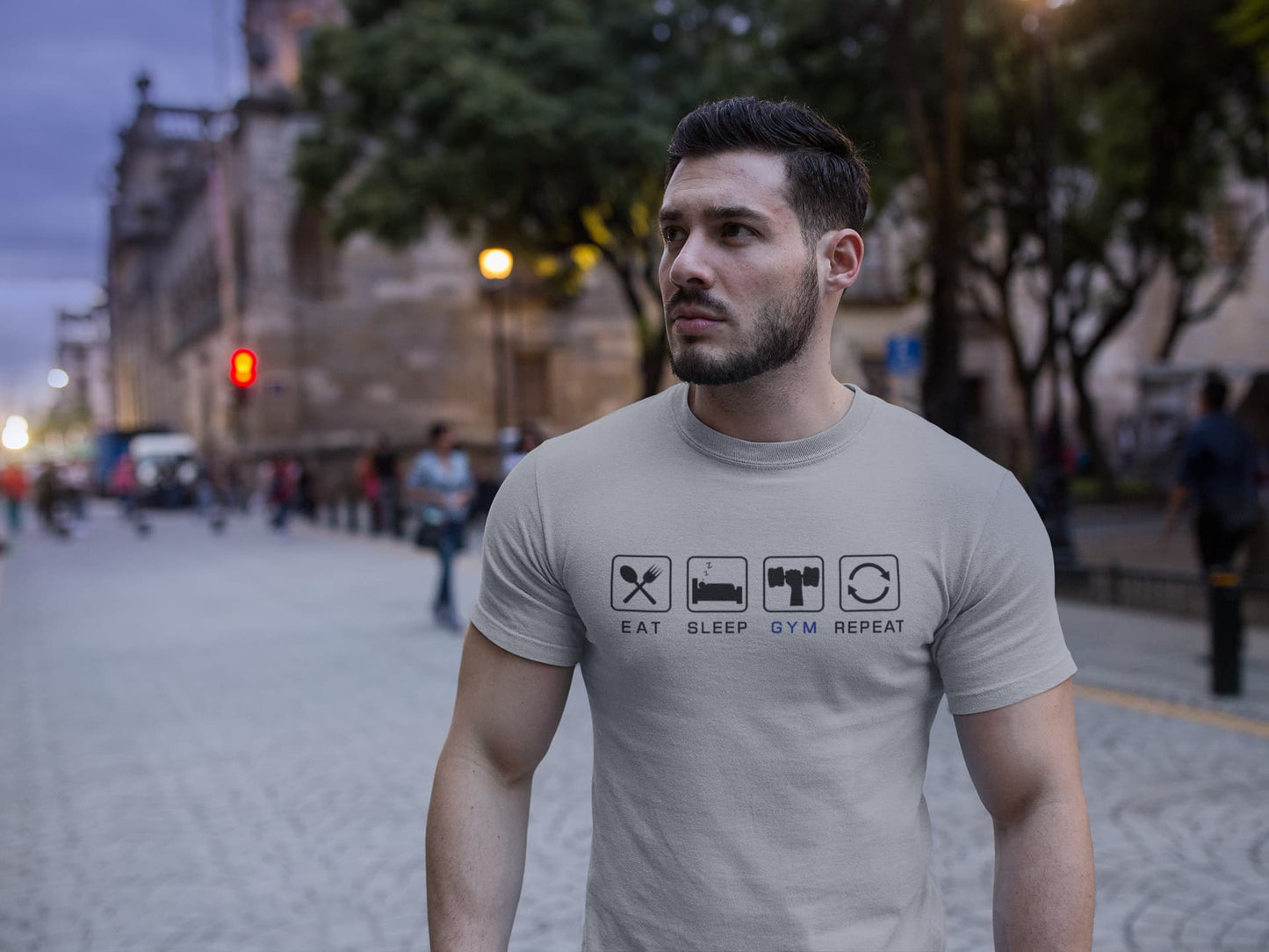 Men's Melange Grey Round Neck T-shirts