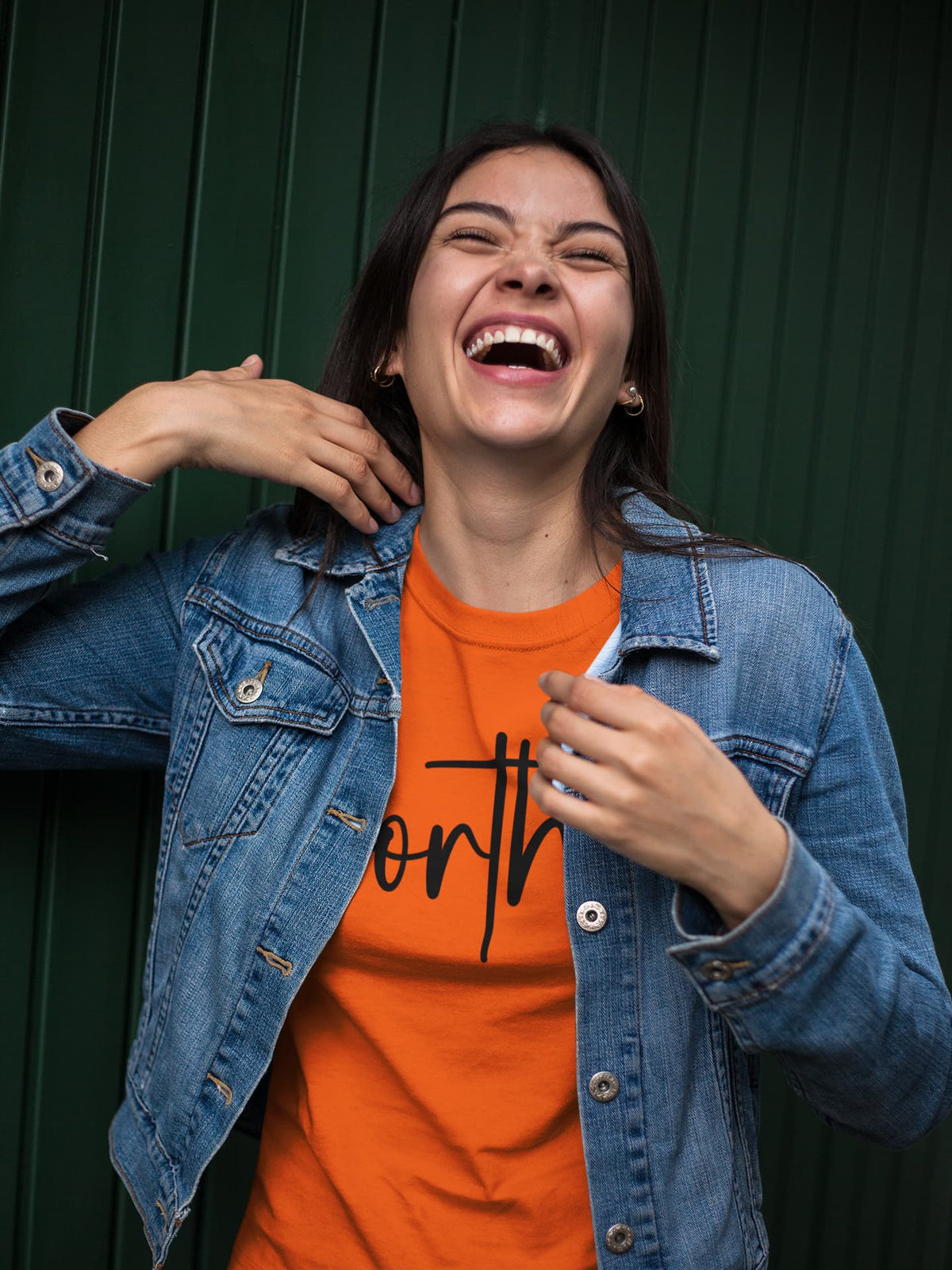 Women's Orange Round Neck T-shirts