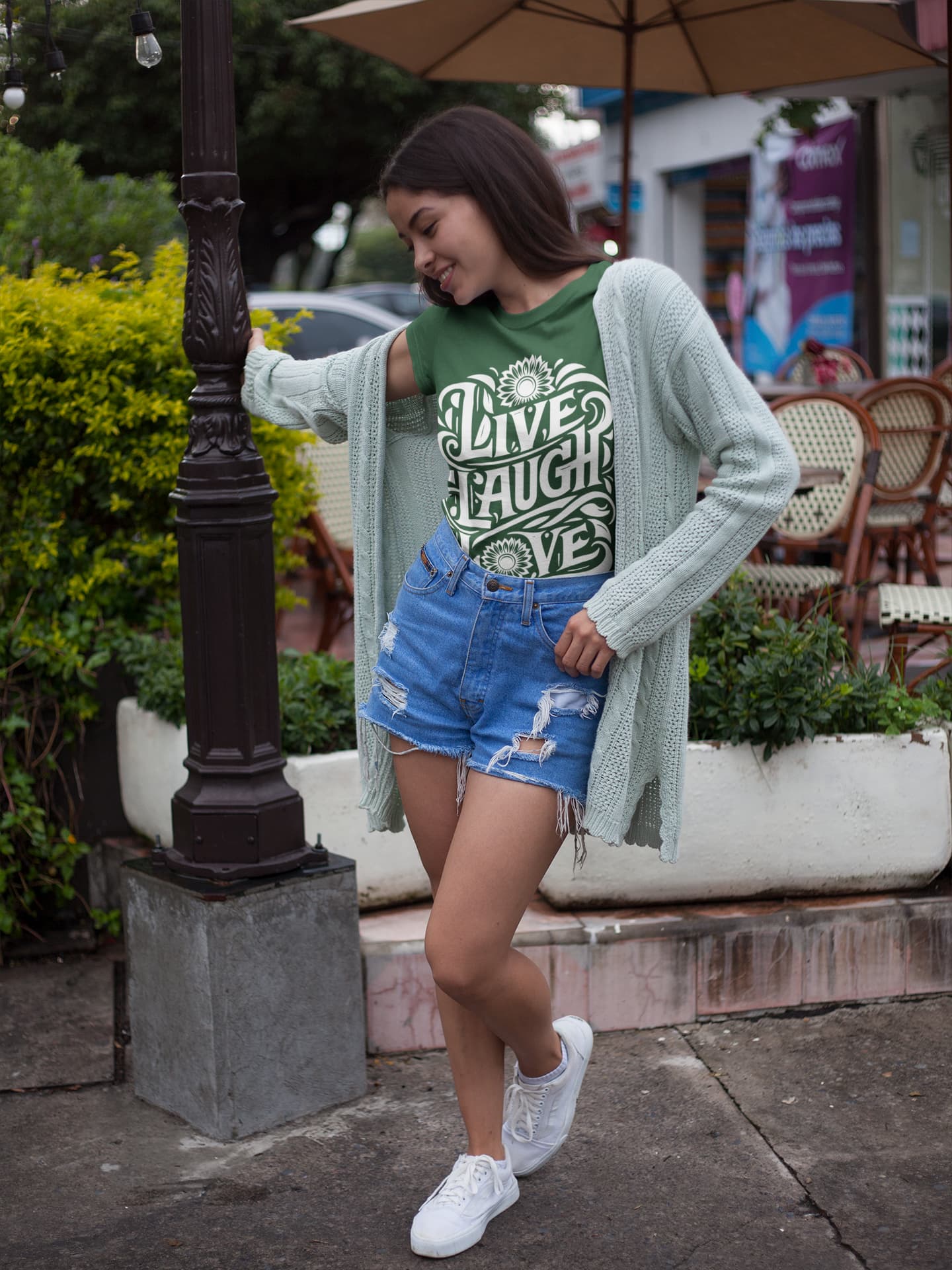 Women's Olive Green Round Neck T-shirts