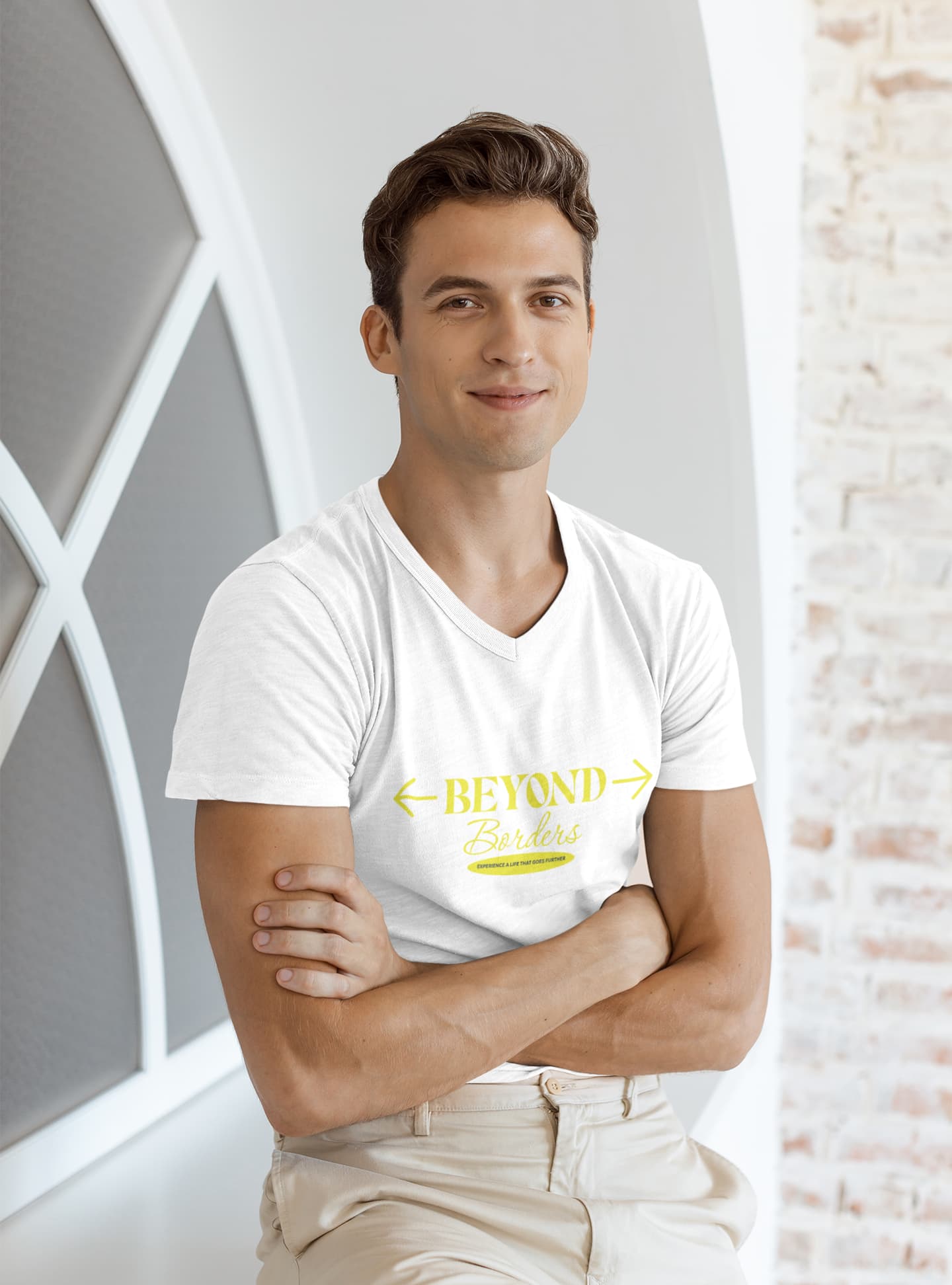 MENS WHITE VNECK T-SHIRT 