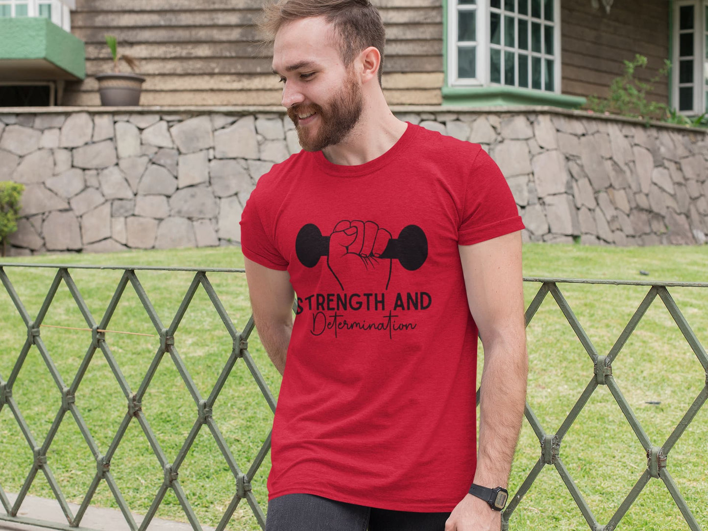 MENS RED ROUNDNECK T-SHIRT