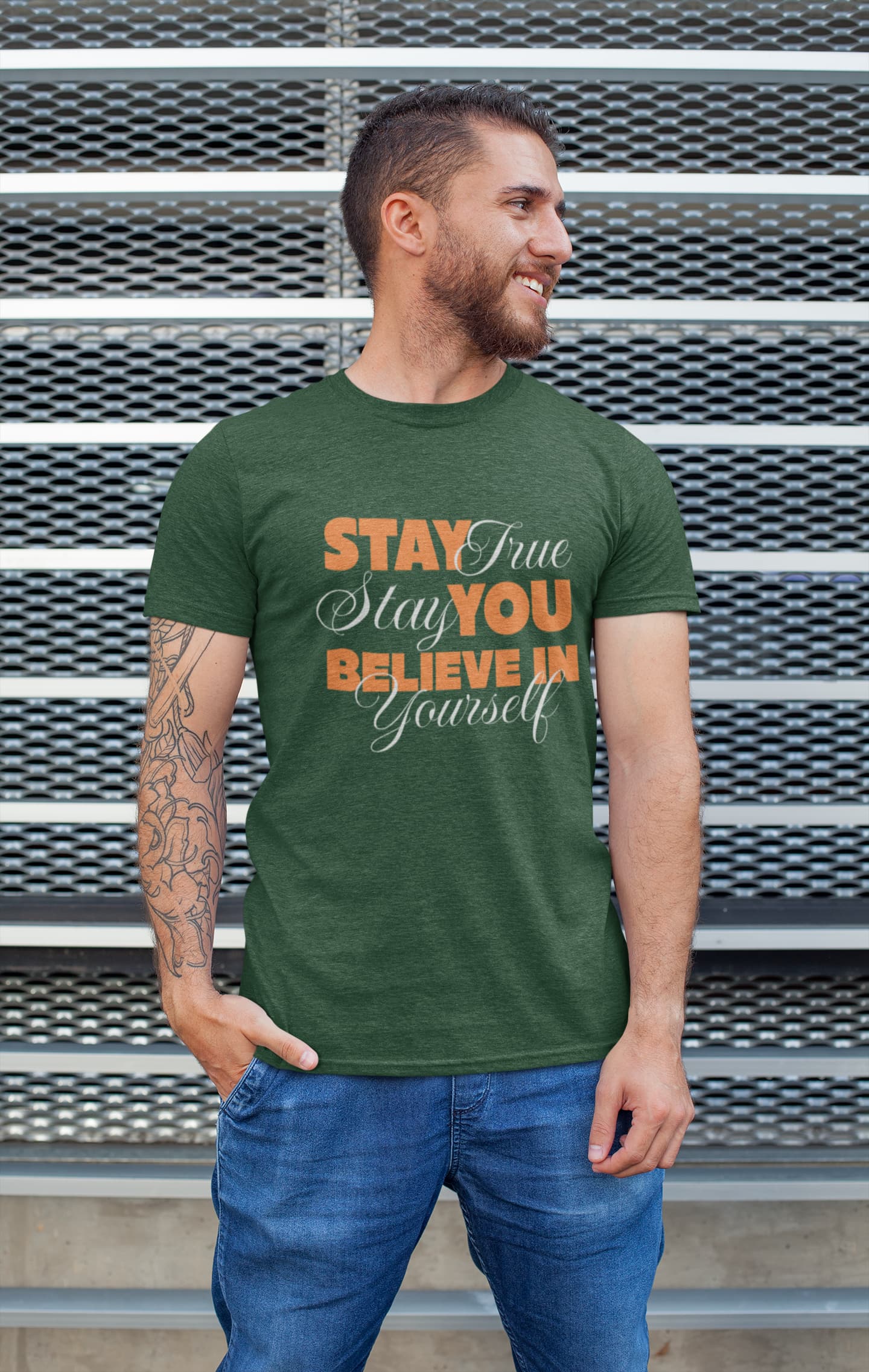 MENS OLIVE GREEN ROUNDNECK T-SHIRT 