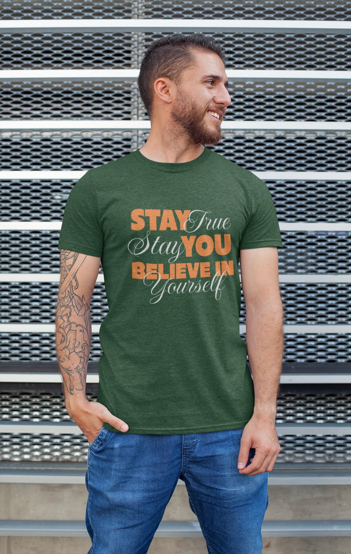 Karavirs® Desert Olive Green graphic tee for men India