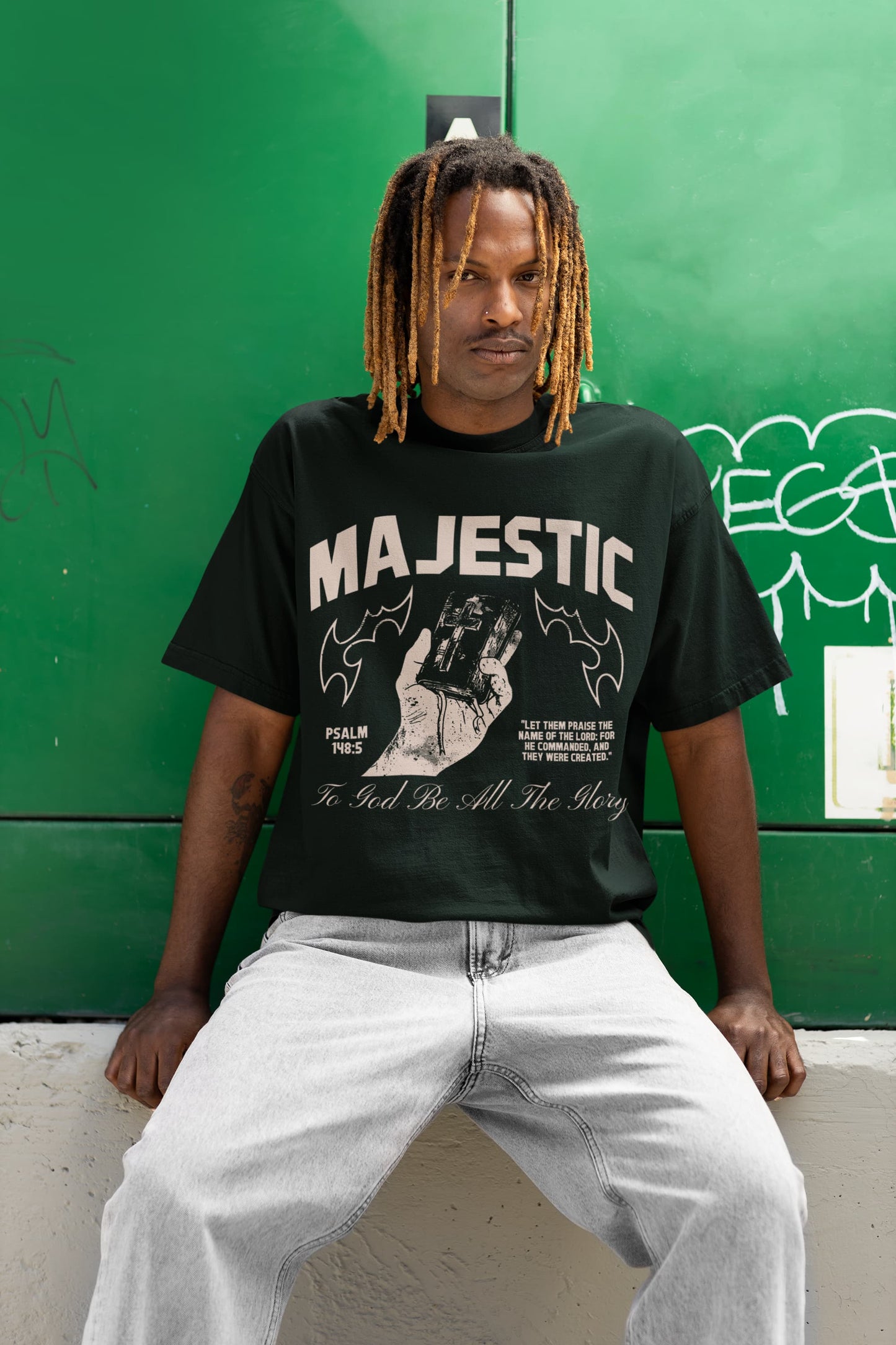 Men's Bottle Green Oversized Round Neck T-shirts