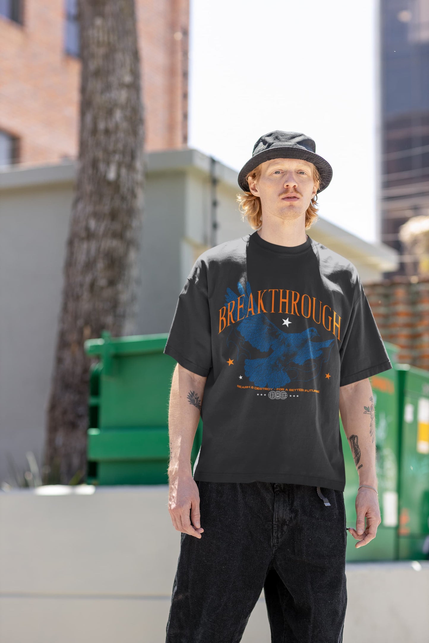 Men's Black Oversized Round Neck T-shirts