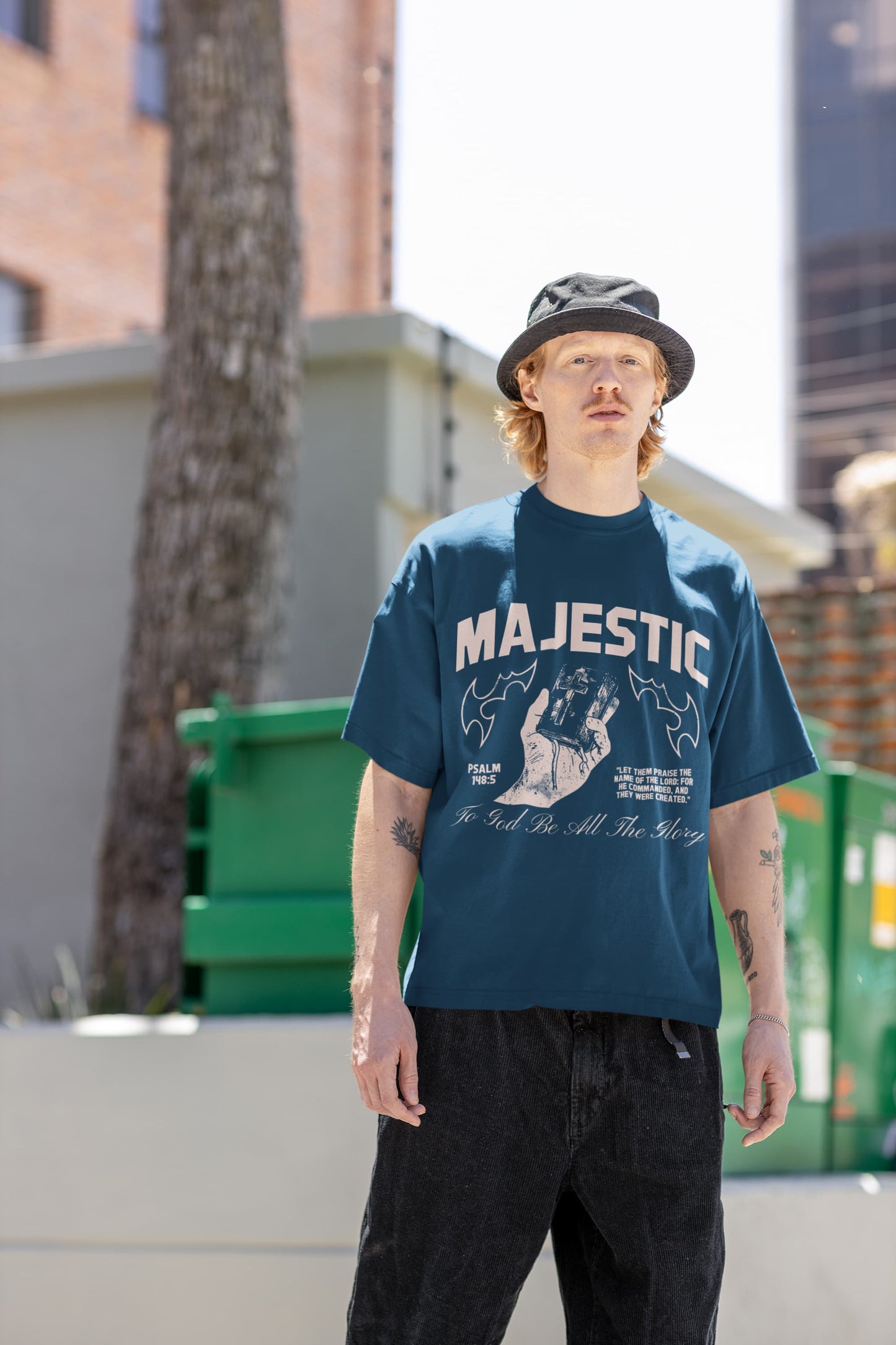 Men's Navy Blue Oversized Round Neck T-shirts