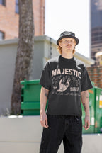 Men's Black Oversized Round Neck T-shirts