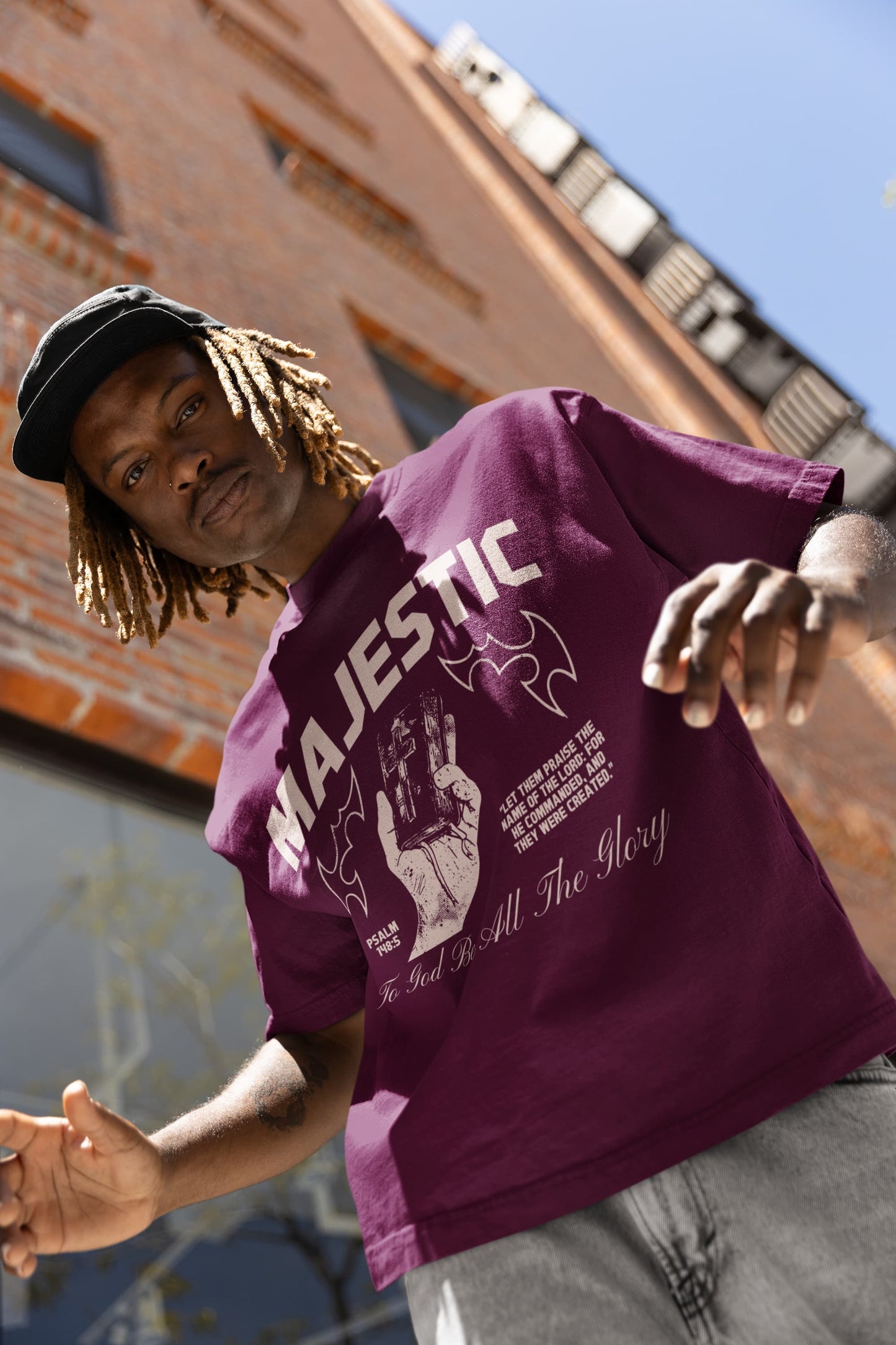 Men's Burgundy Oversized Round Neck T-shirts