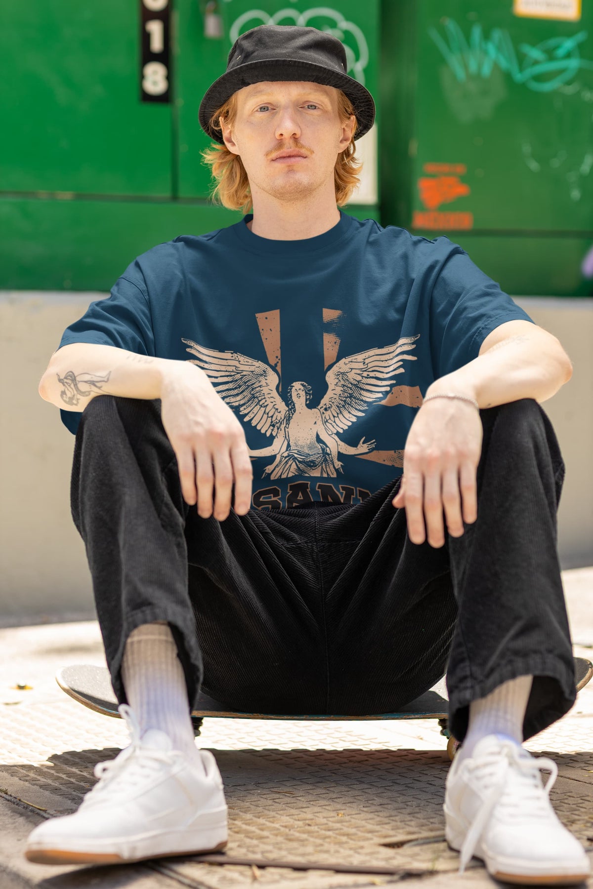 Men's Navy Blue Oversized Round Neck T-shirts