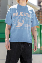 Men's Baby Blue Oversized Round Neck T-shirts