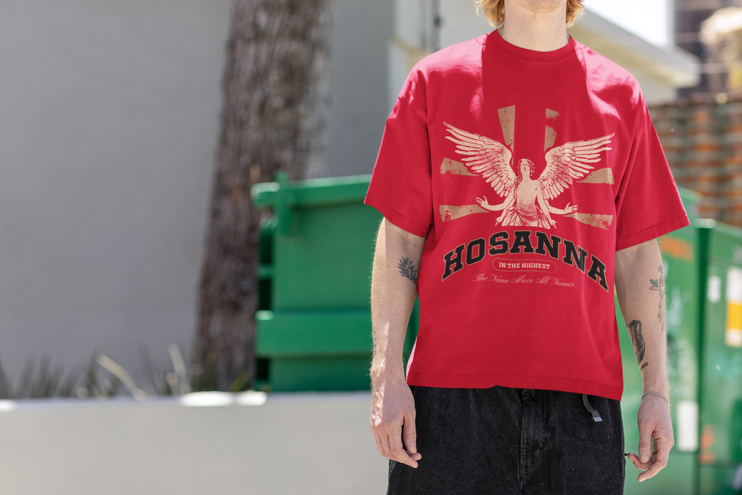 Men's Red Oversized Round Neck T-shirts