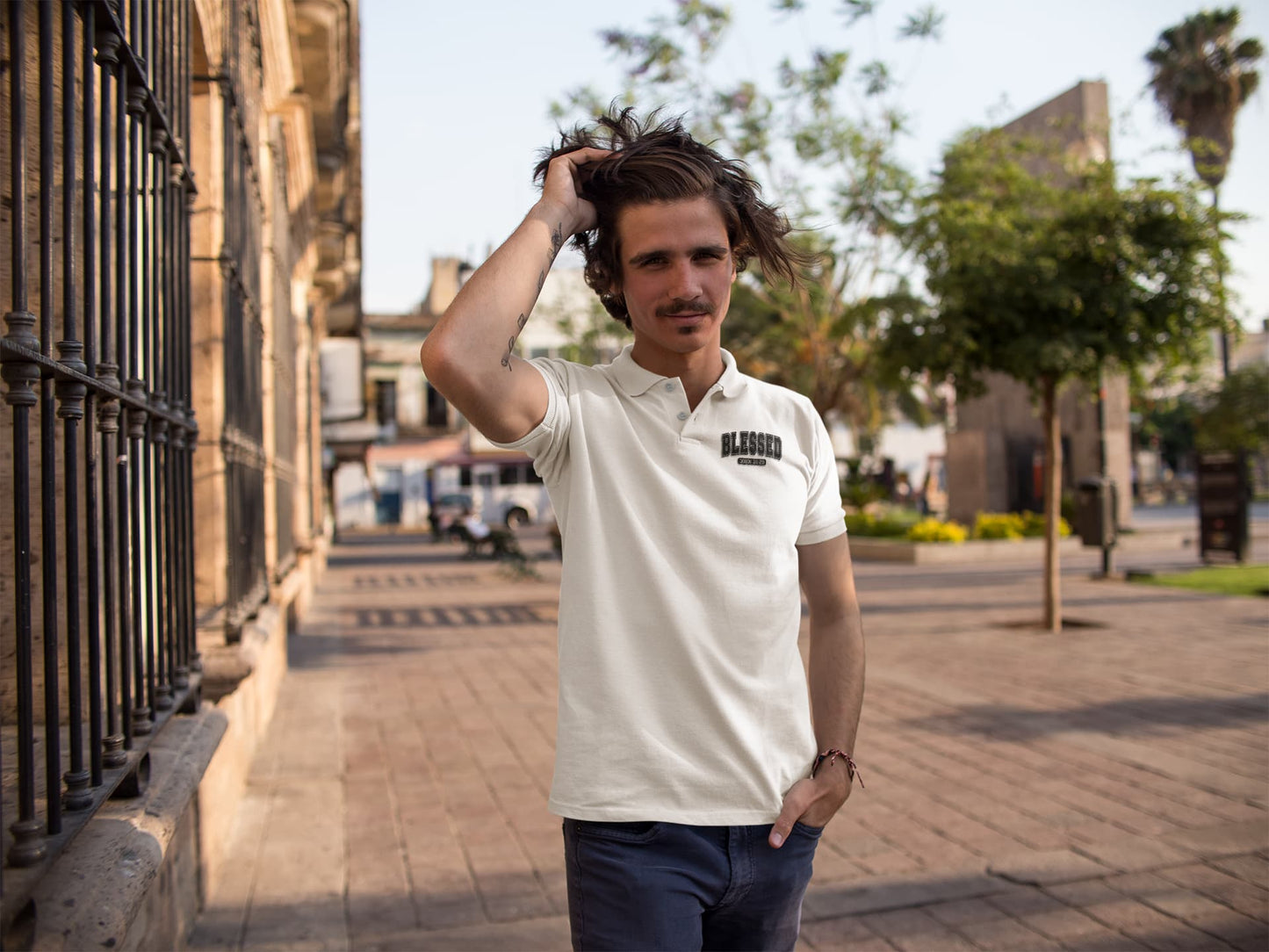 MENS WHITE POLO T-SHIRT