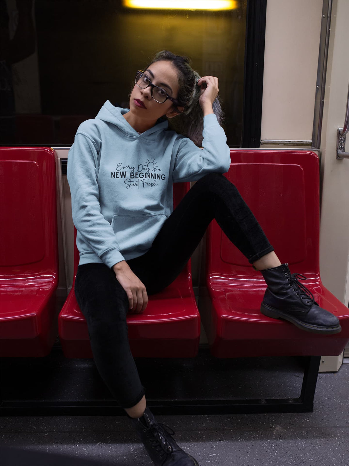 WOMENS BABY BLUE HOODIES