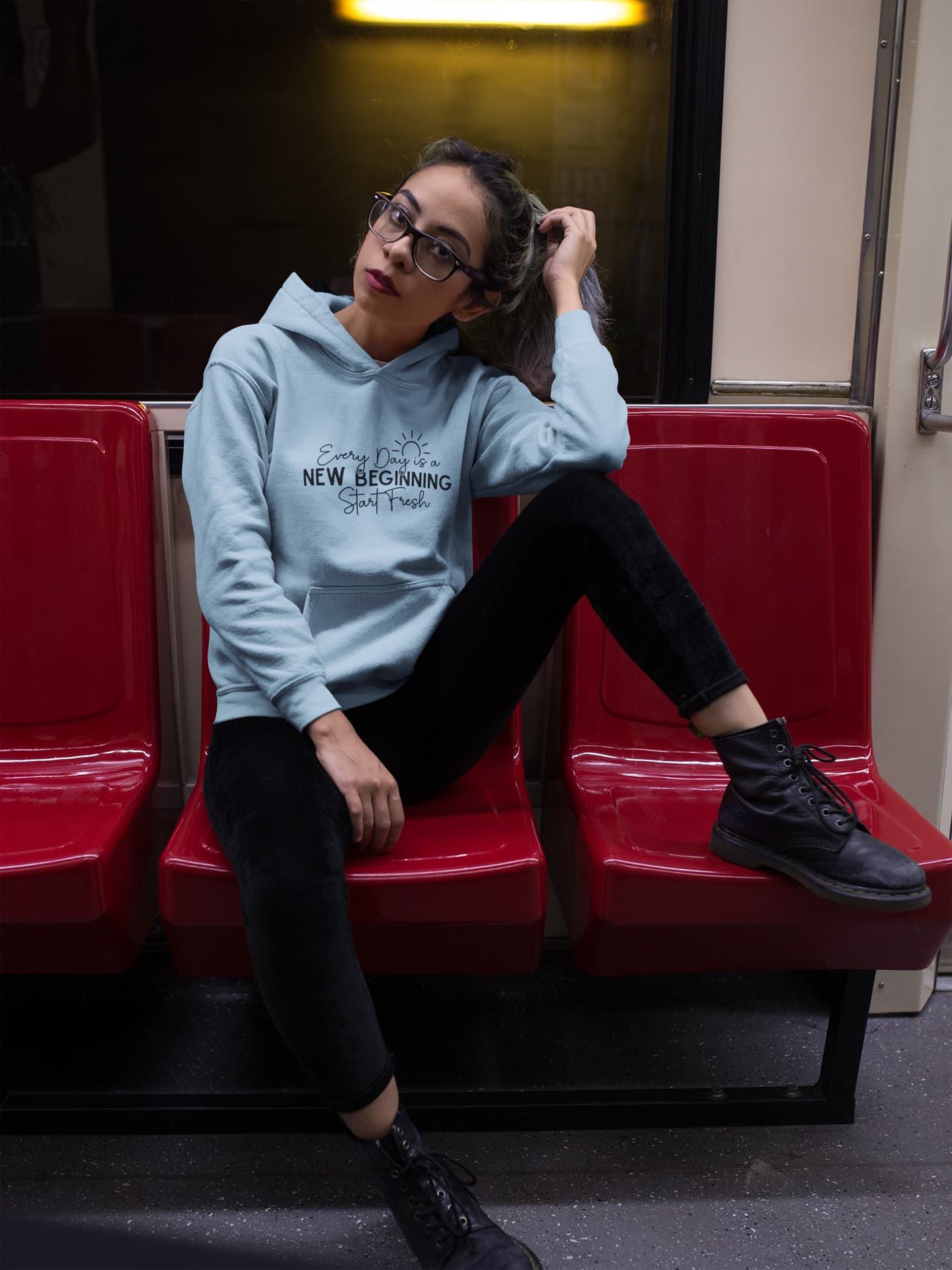 WOMENS BABY BLUE HOODIES