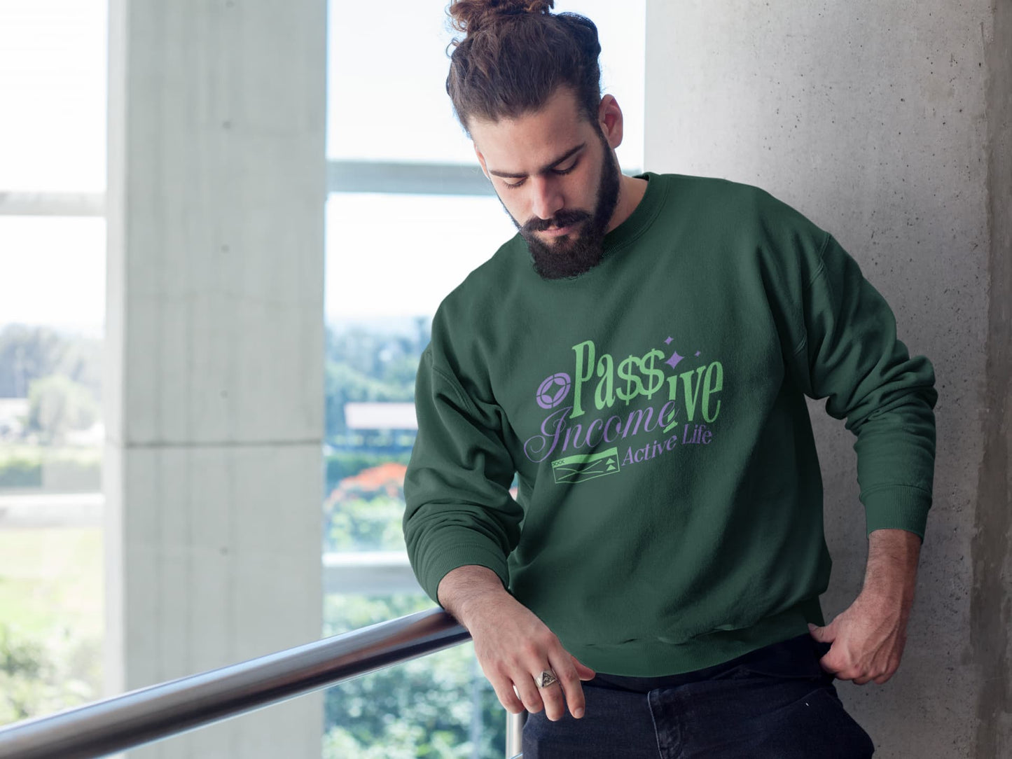 MENS OLIVE GREEN SWEATSHIRT 