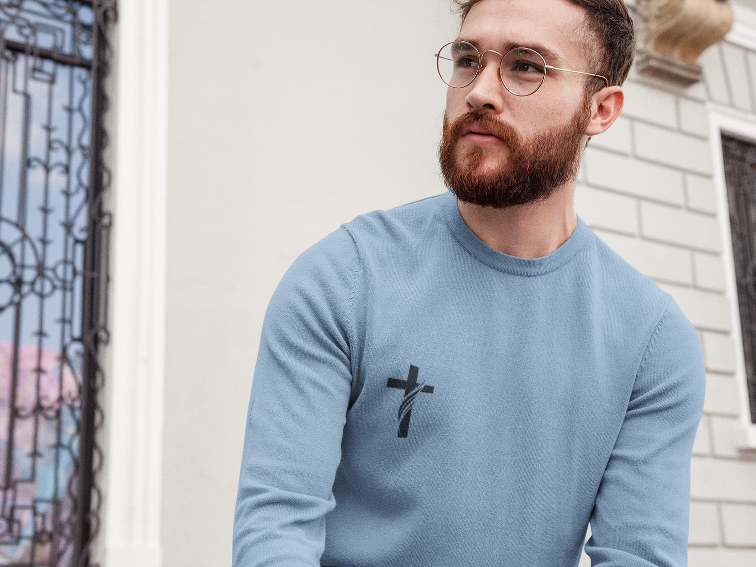 MENS BABY BLUE SWEATSHIRTS