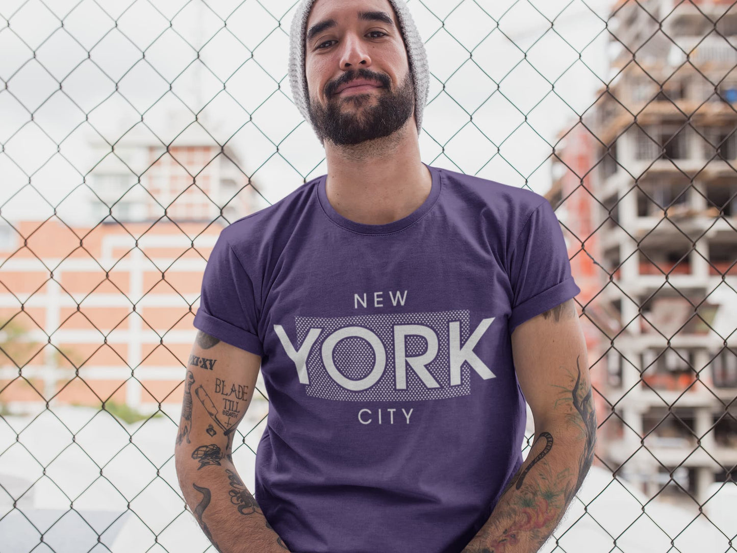 Men's Purple Round Neck T-shirts