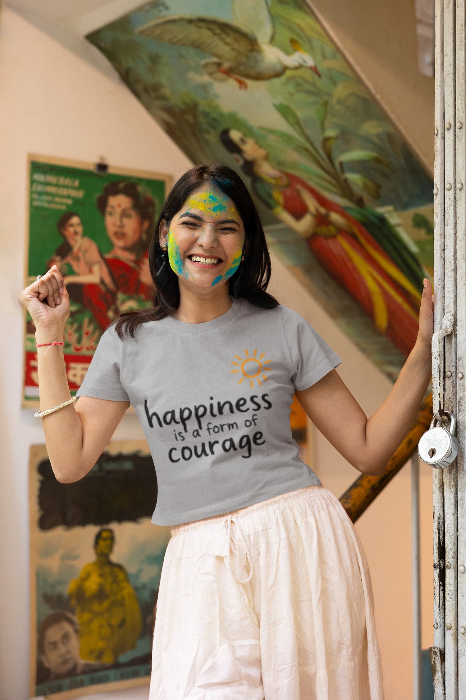 WOMENS MELANGE GREY CROP TOP