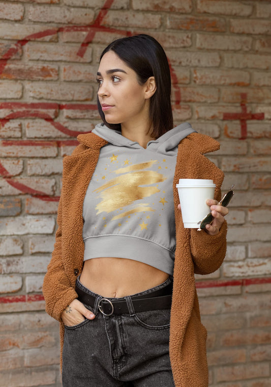 Women's Melange Grey Crop Hoodies