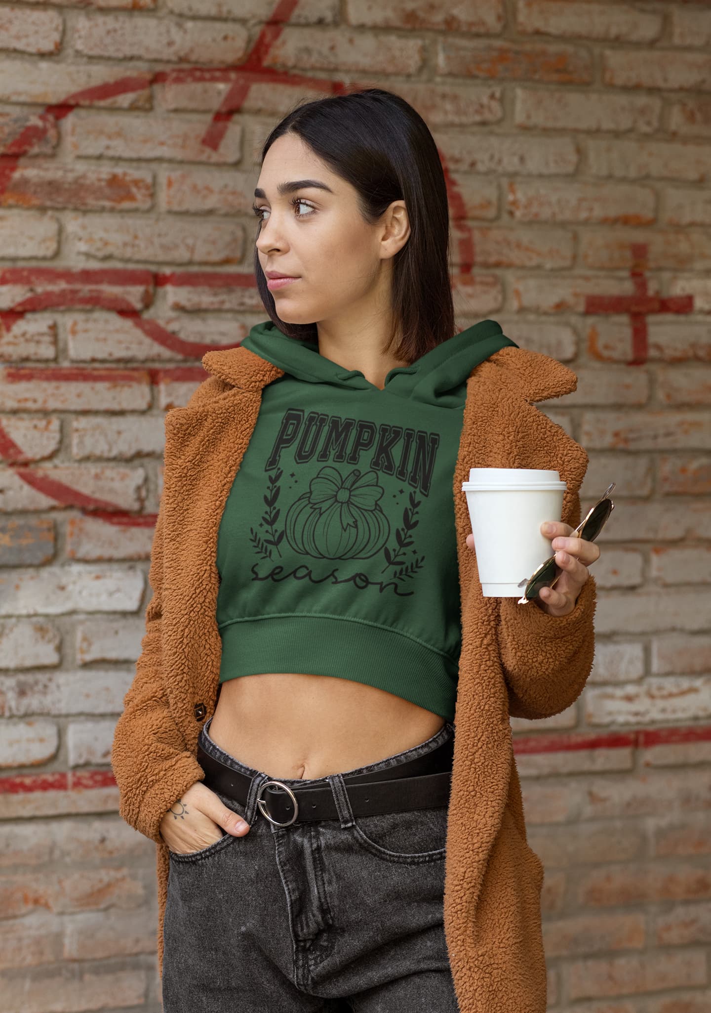 Women's Olive Green Crop Hoodies