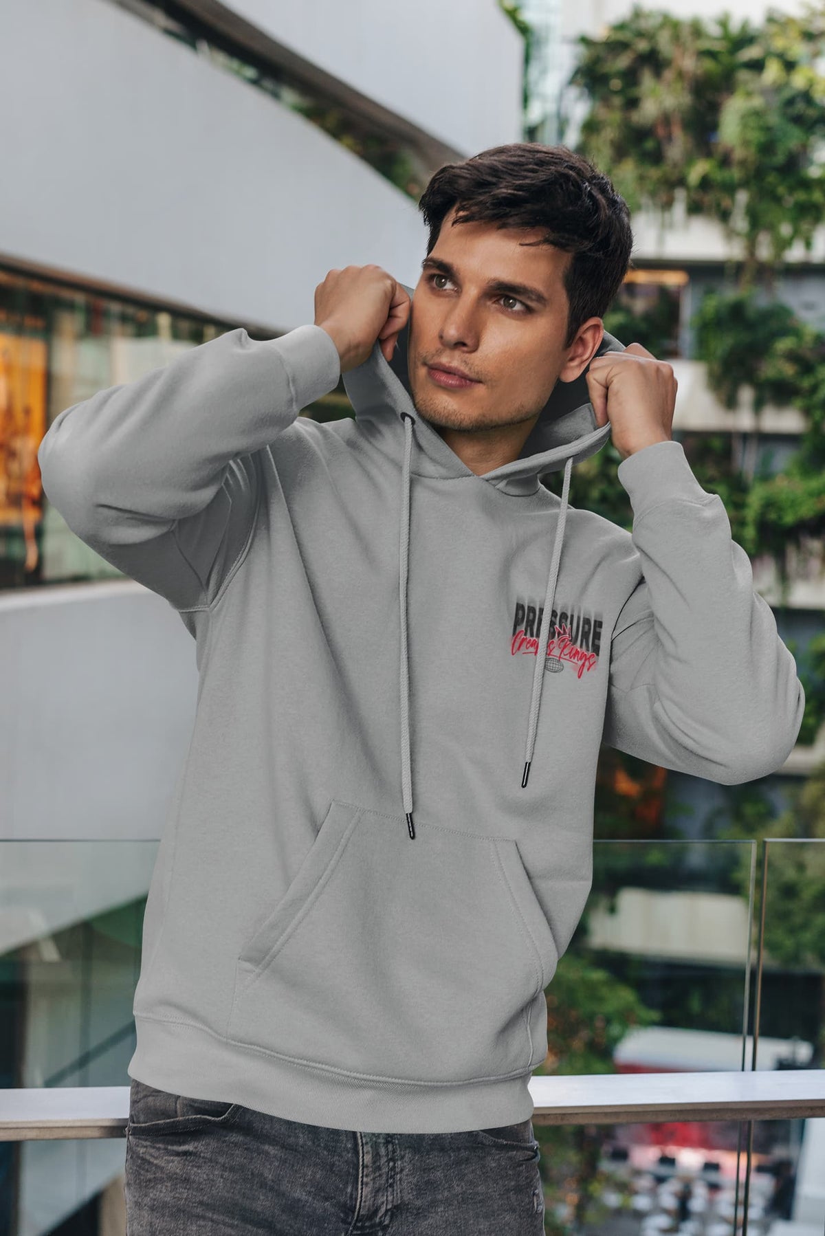Men's Melange Grey Hoodies